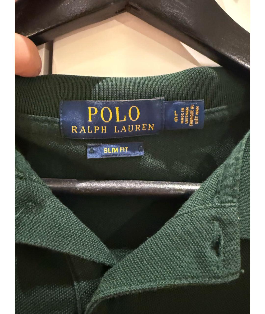 POLO RALPH LAUREN Зеленые хлопковое поло с коротким рукавом, фото 2