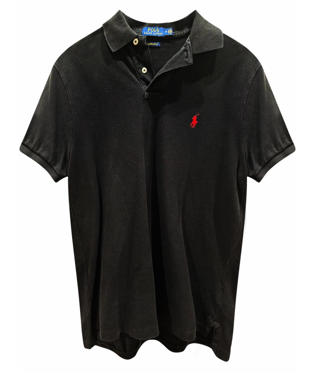 POLO RALPH LAUREN Черное хлопковое поло с коротким рукавом, фото 1