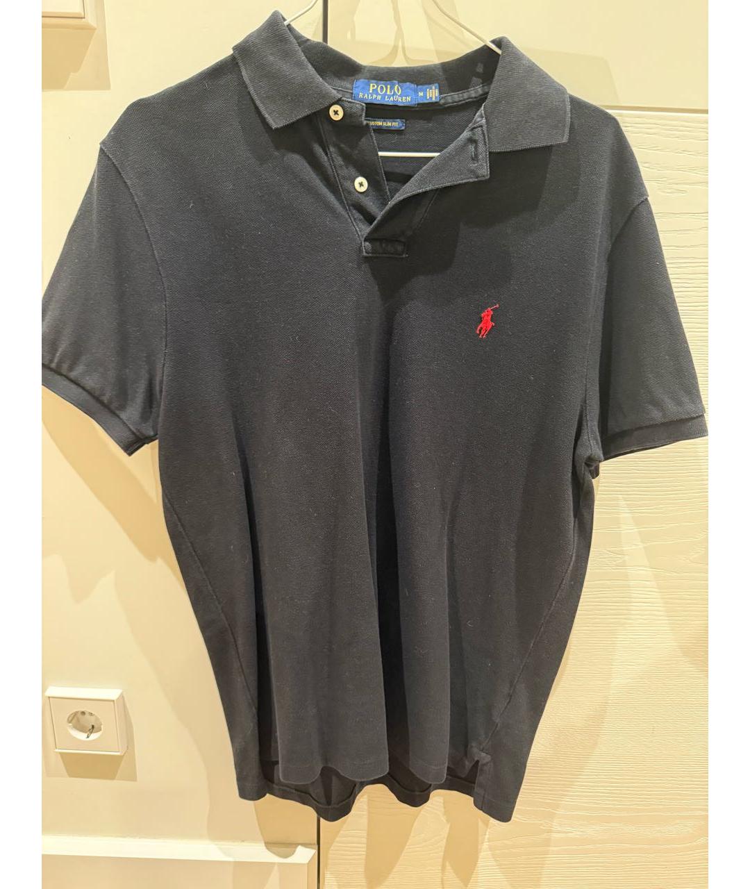 POLO RALPH LAUREN Черное хлопковое поло с коротким рукавом, фото 4