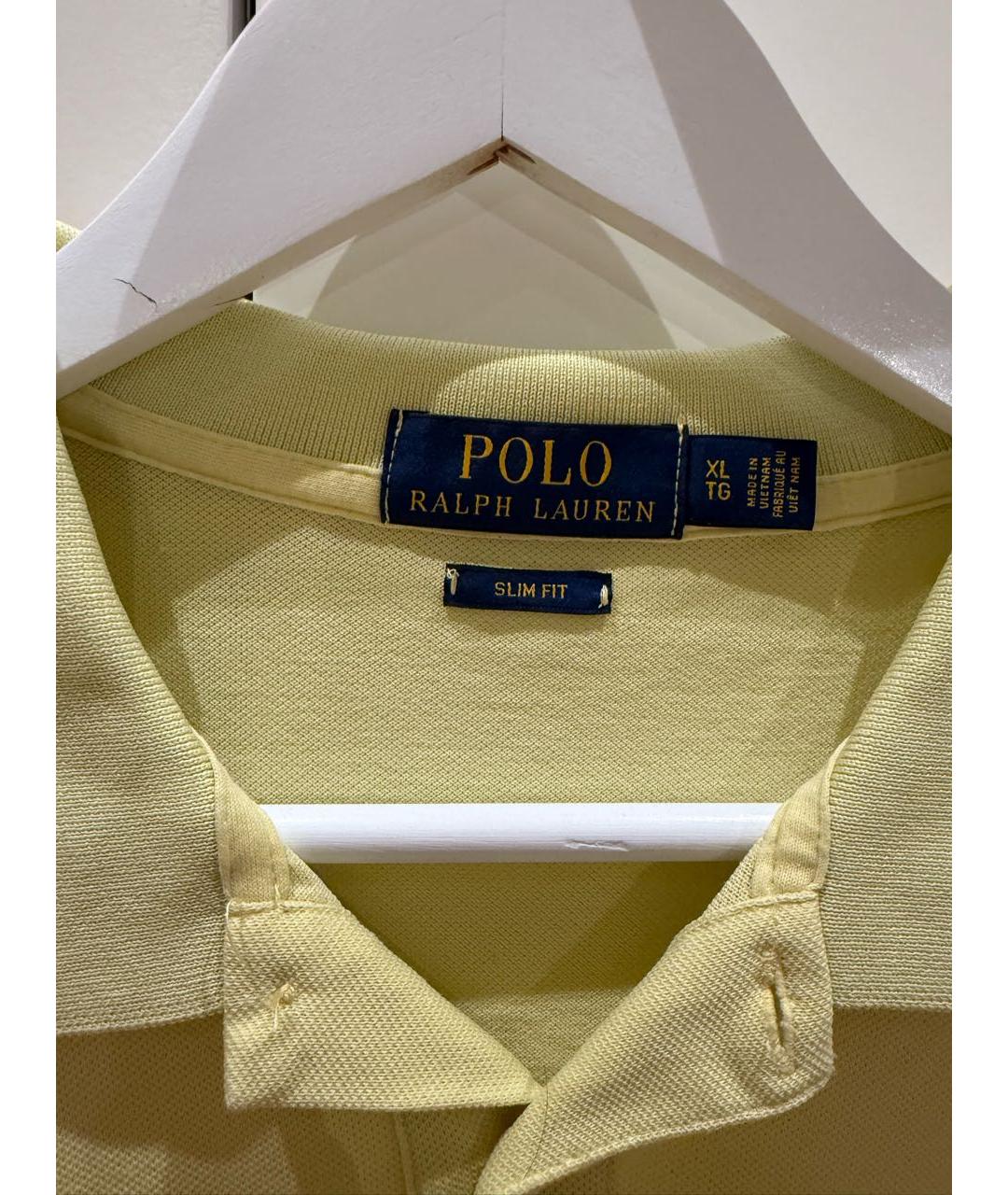 POLO RALPH LAUREN Желтое хлопковое поло с коротким рукавом, фото 2