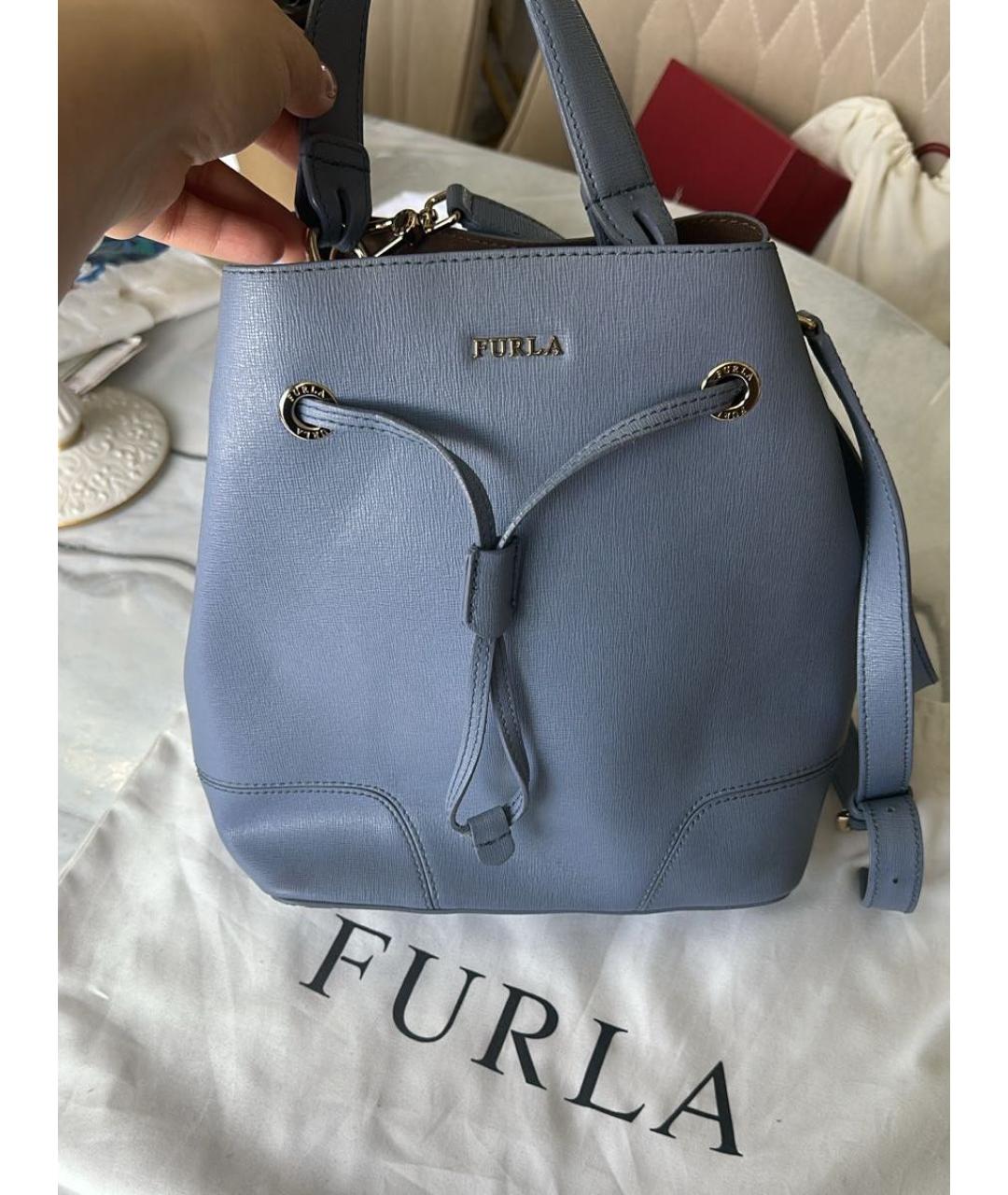 FURLA Голубая кожаная сумка через плечо, фото 2