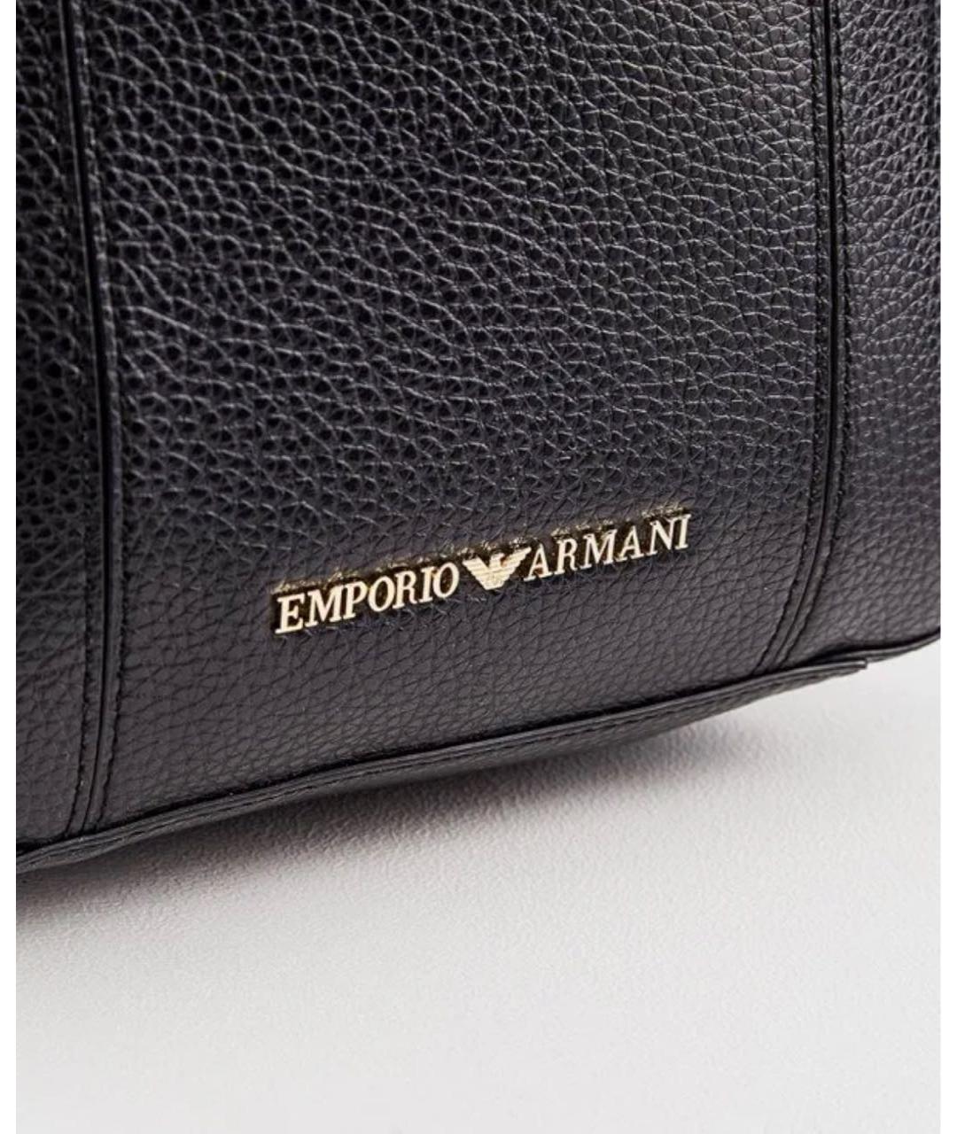 EMPORIO ARMANI Черный кожаный рюкзак, фото 4