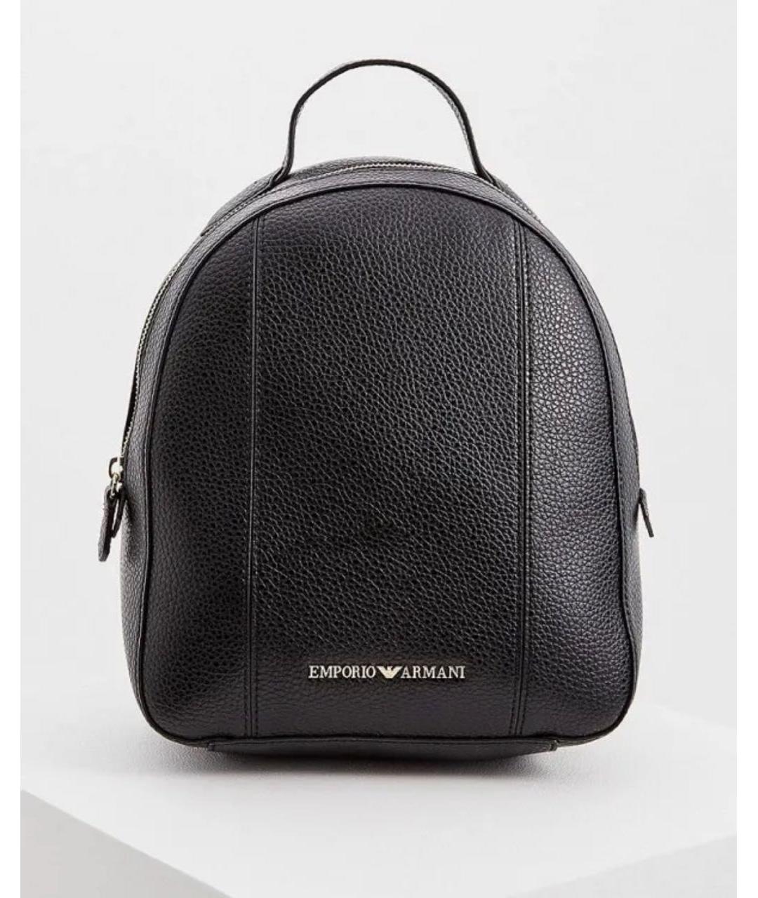 EMPORIO ARMANI Черный кожаный рюкзак, фото 5