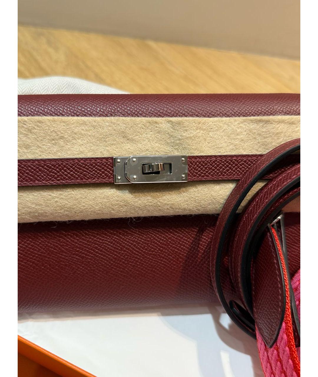 HERMES Бордовая кожаная сумка через плечо, фото 5