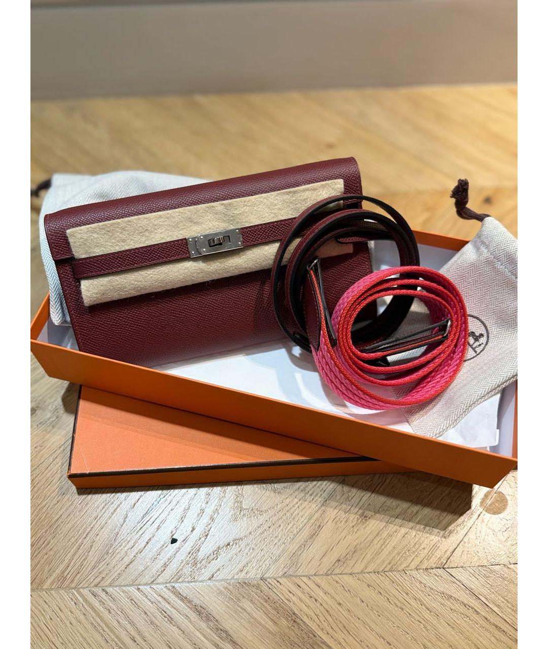 HERMES Бордовая кожаная сумка через плечо, фото 2