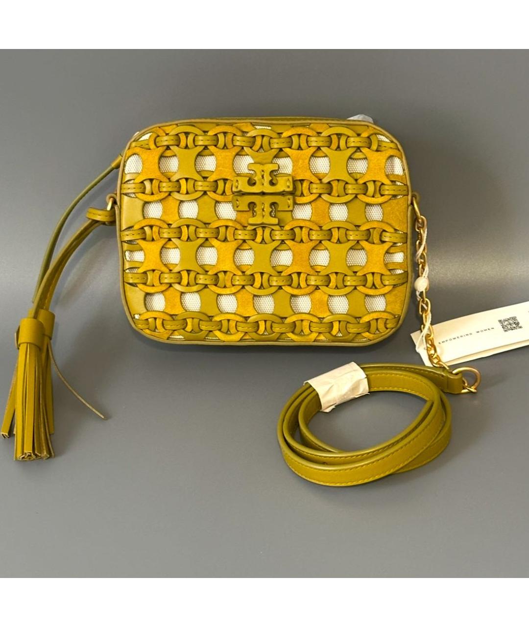 TORY BURCH Горчичная кожаная сумка через плечо, фото 4