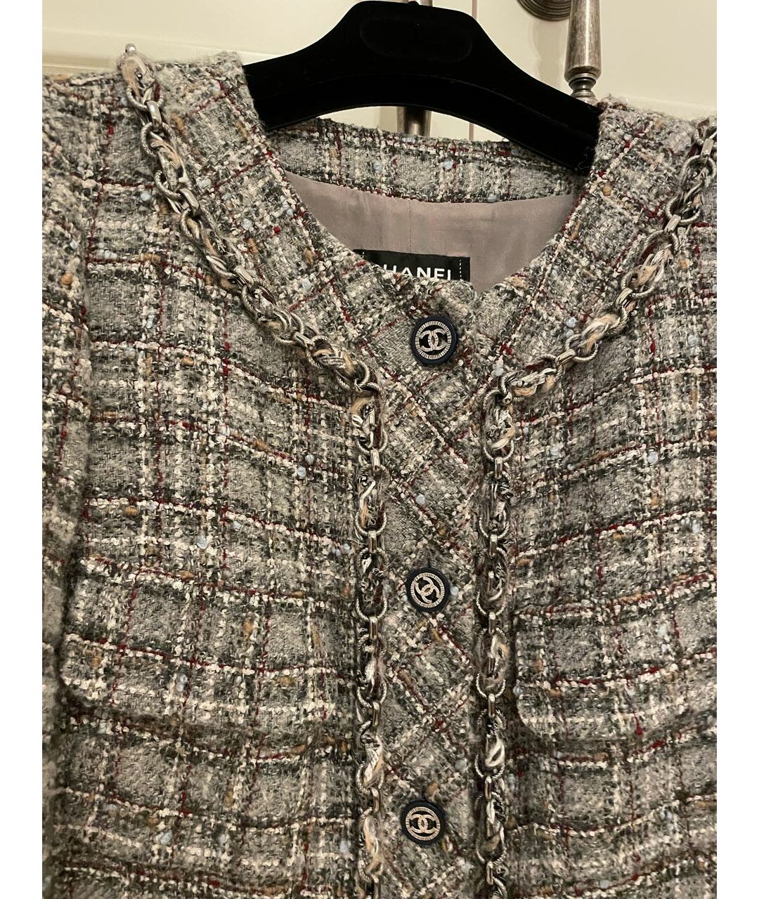 CHANEL PRE-OWNED Серый твидовый жакет/пиджак, фото 4