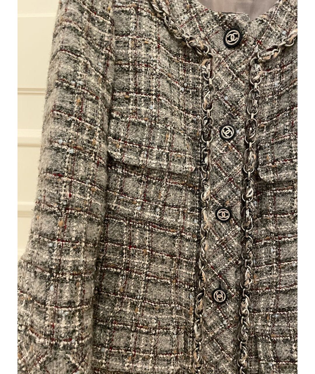 CHANEL PRE-OWNED Серый твидовый жакет/пиджак, фото 6
