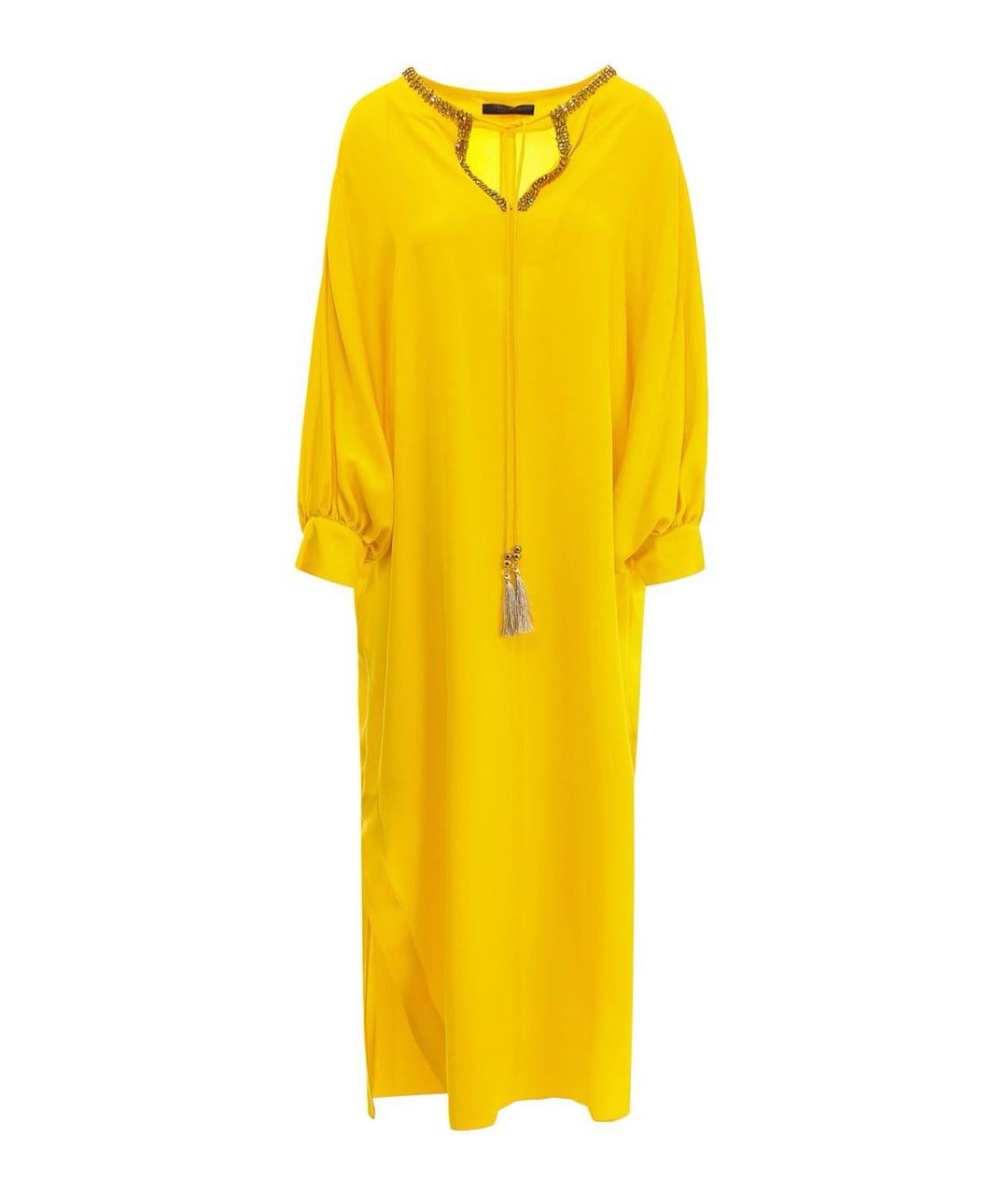 MAX MARA Желтое шелковое повседневное платье, фото 8