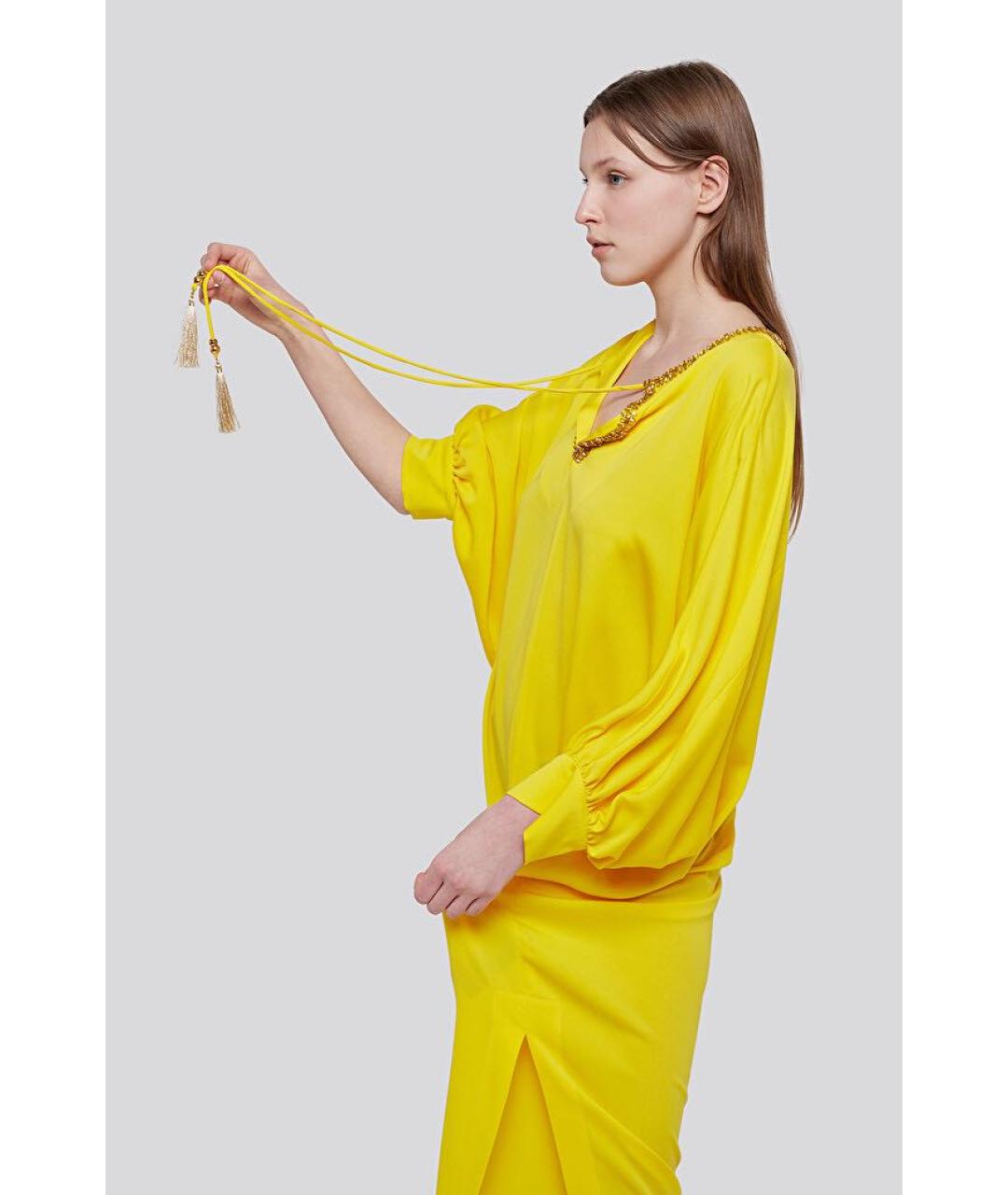 MAX MARA Желтое шелковое повседневное платье, фото 6