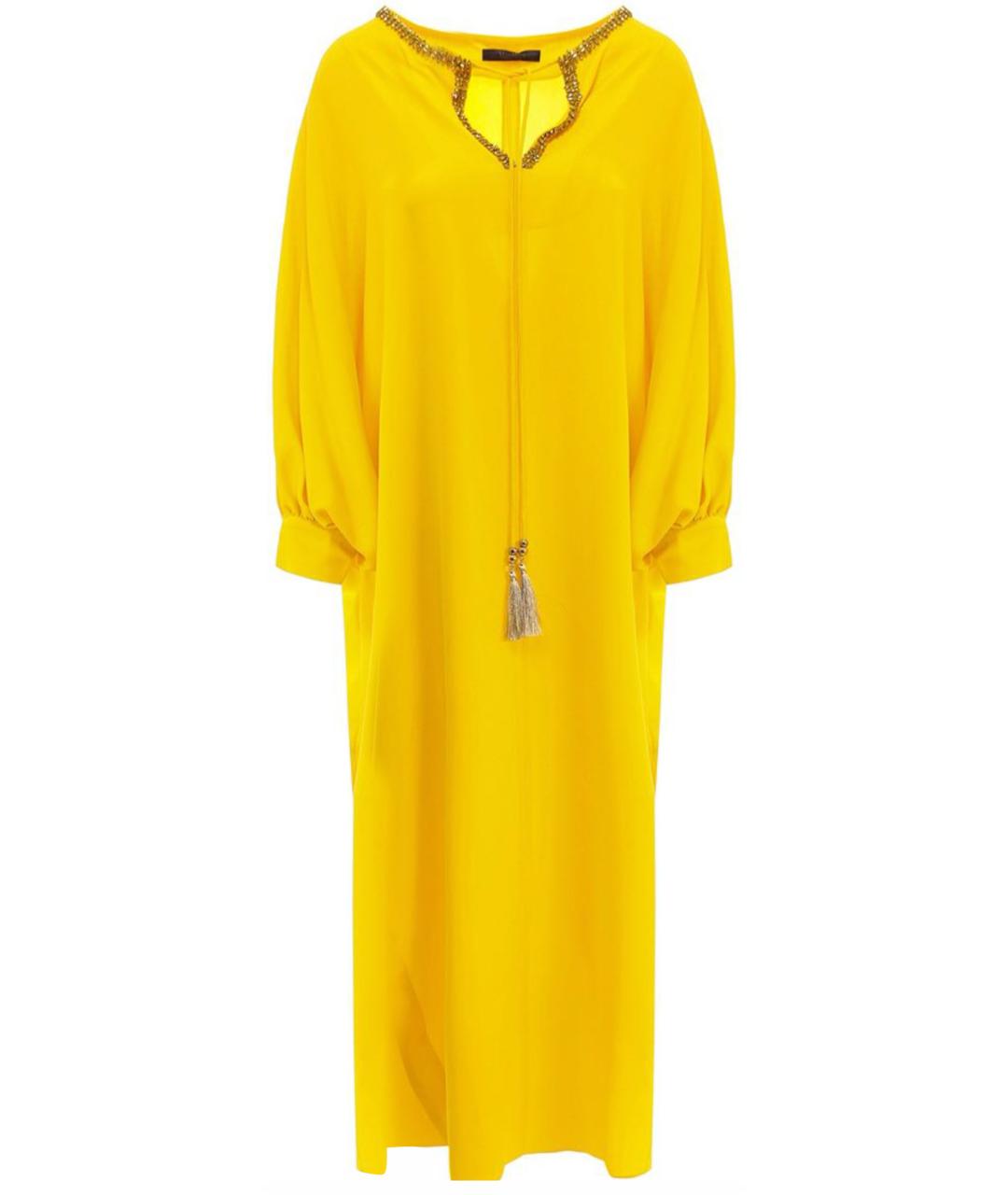 MAX MARA Желтое шелковое повседневное платье, фото 1