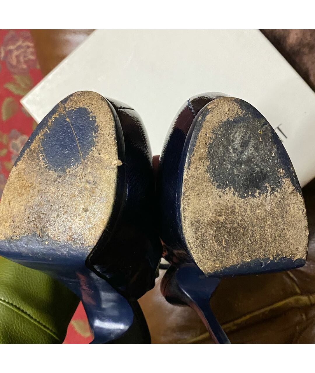 YVES SAINT LAURENT VINTAGE Синие кожаные туфли, фото 6