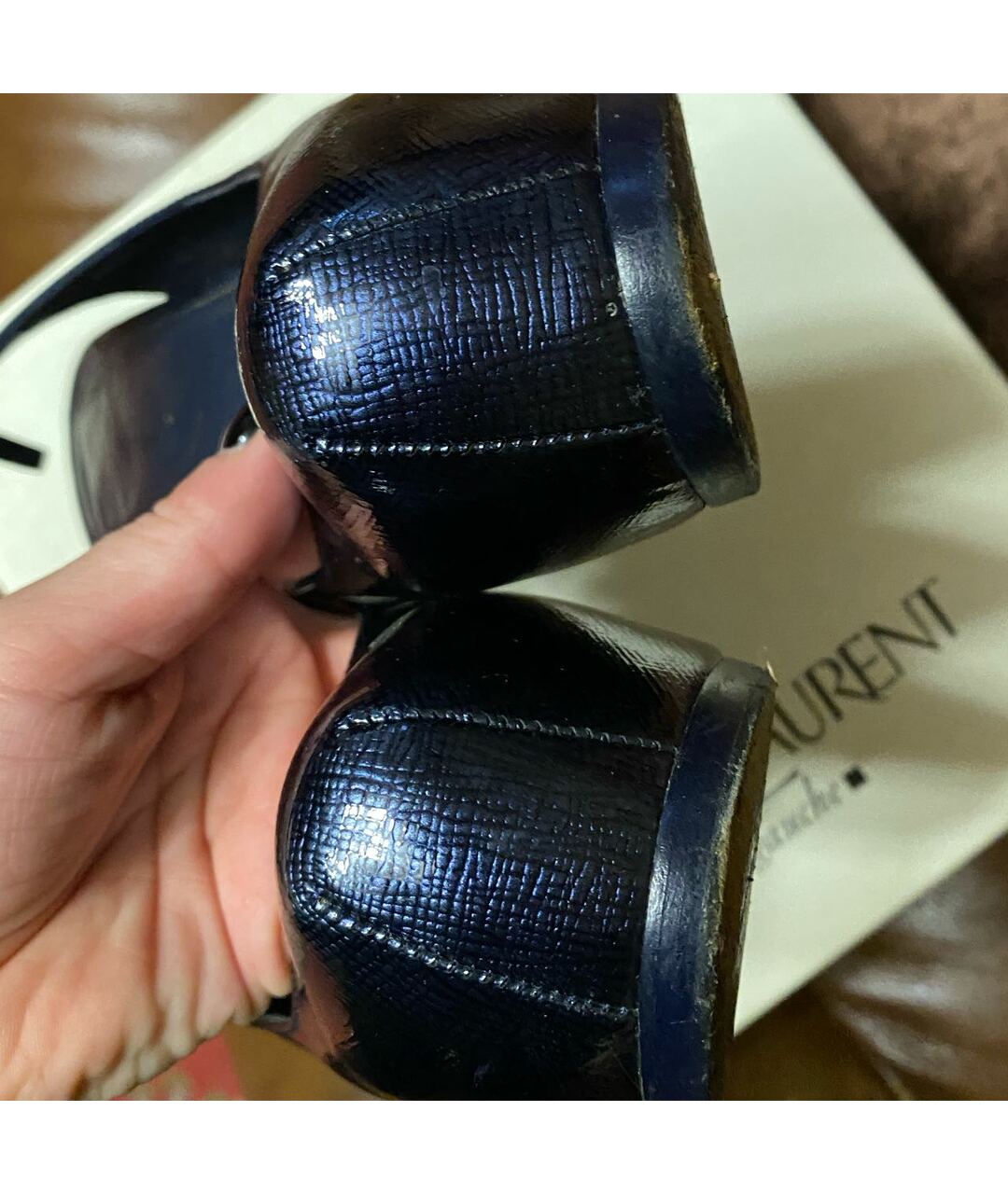 YVES SAINT LAURENT VINTAGE Синие кожаные туфли, фото 2