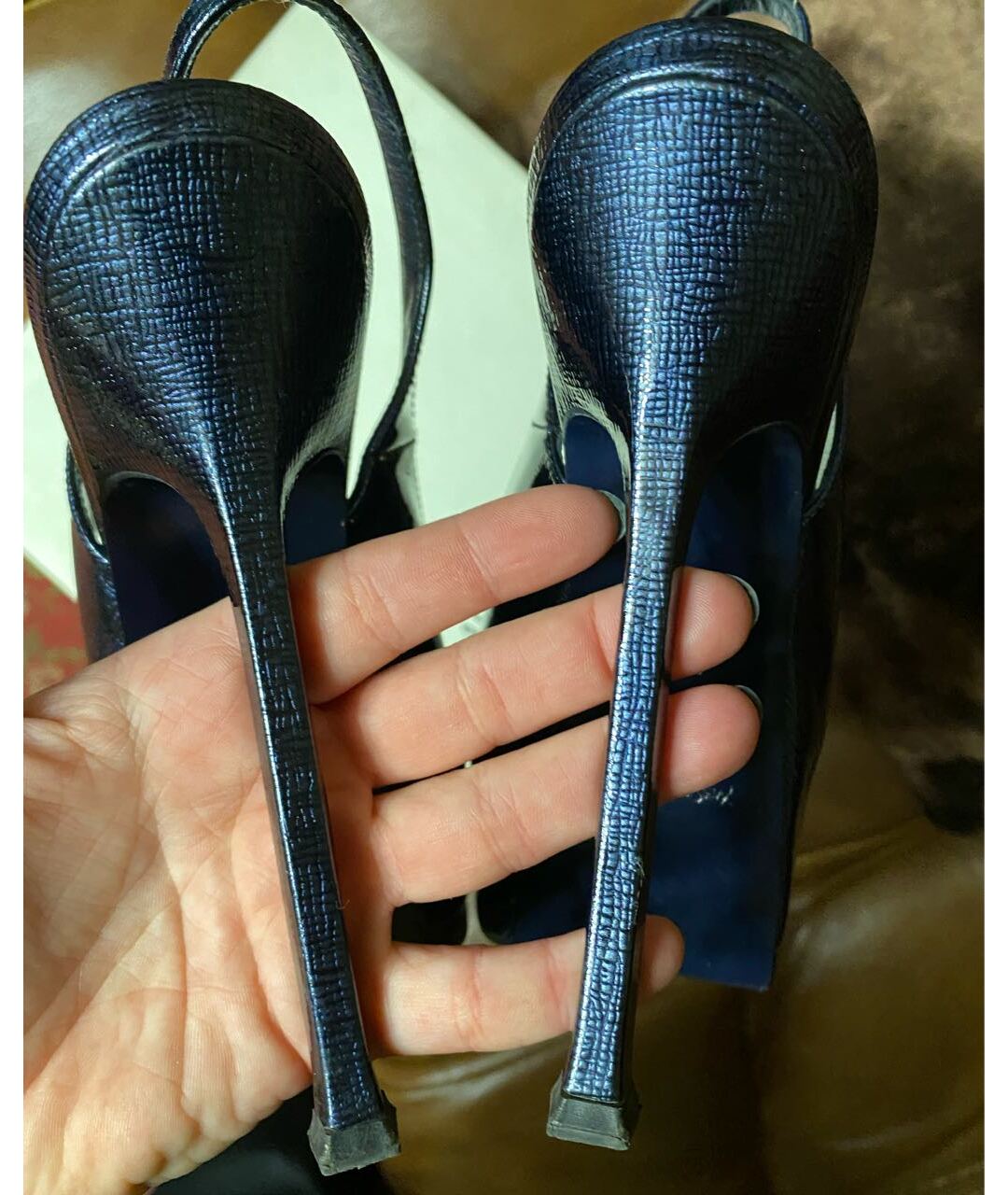 YVES SAINT LAURENT VINTAGE Синие кожаные туфли, фото 4
