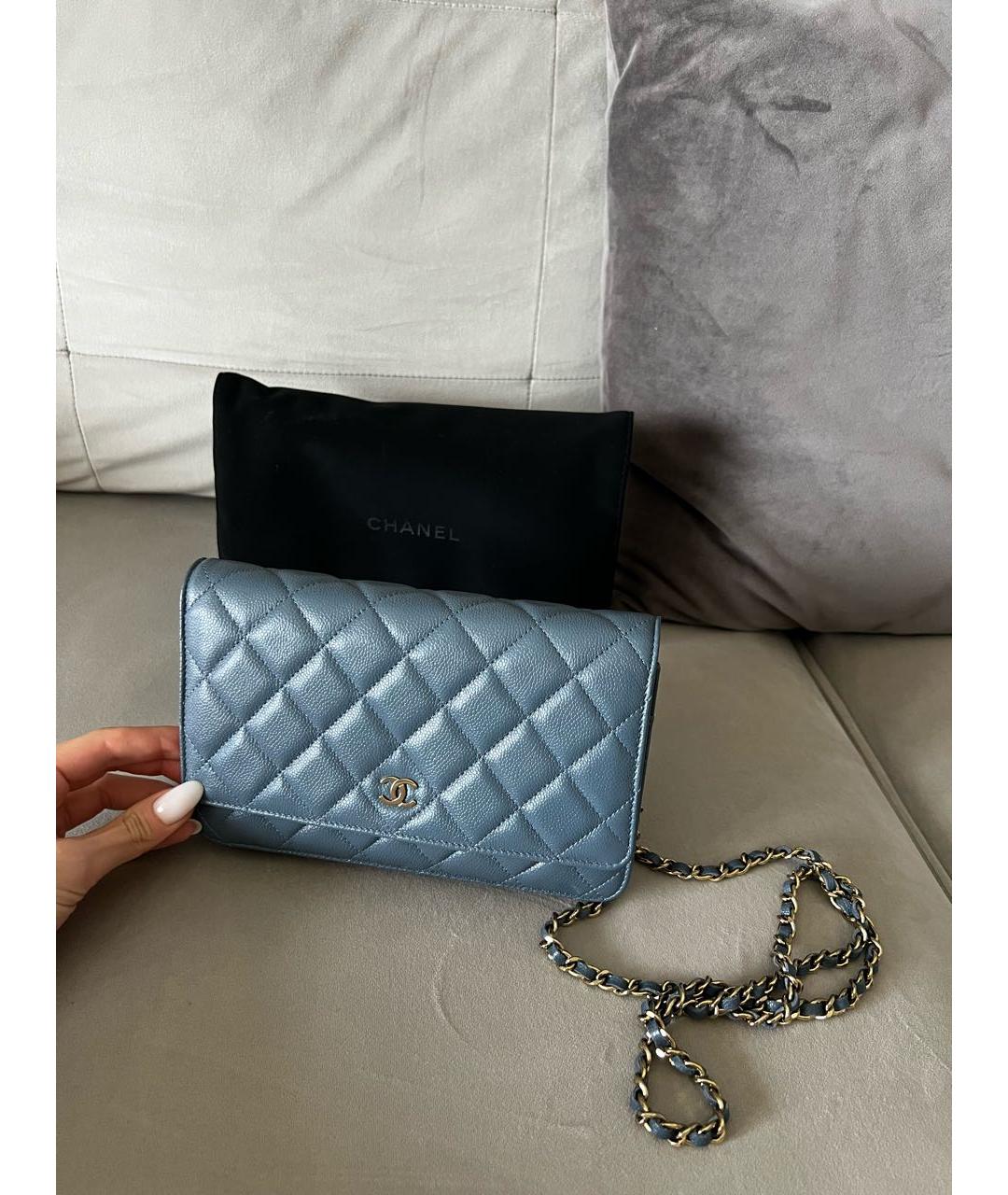CHANEL Темно-синяя кожаная сумка через плечо, фото 2