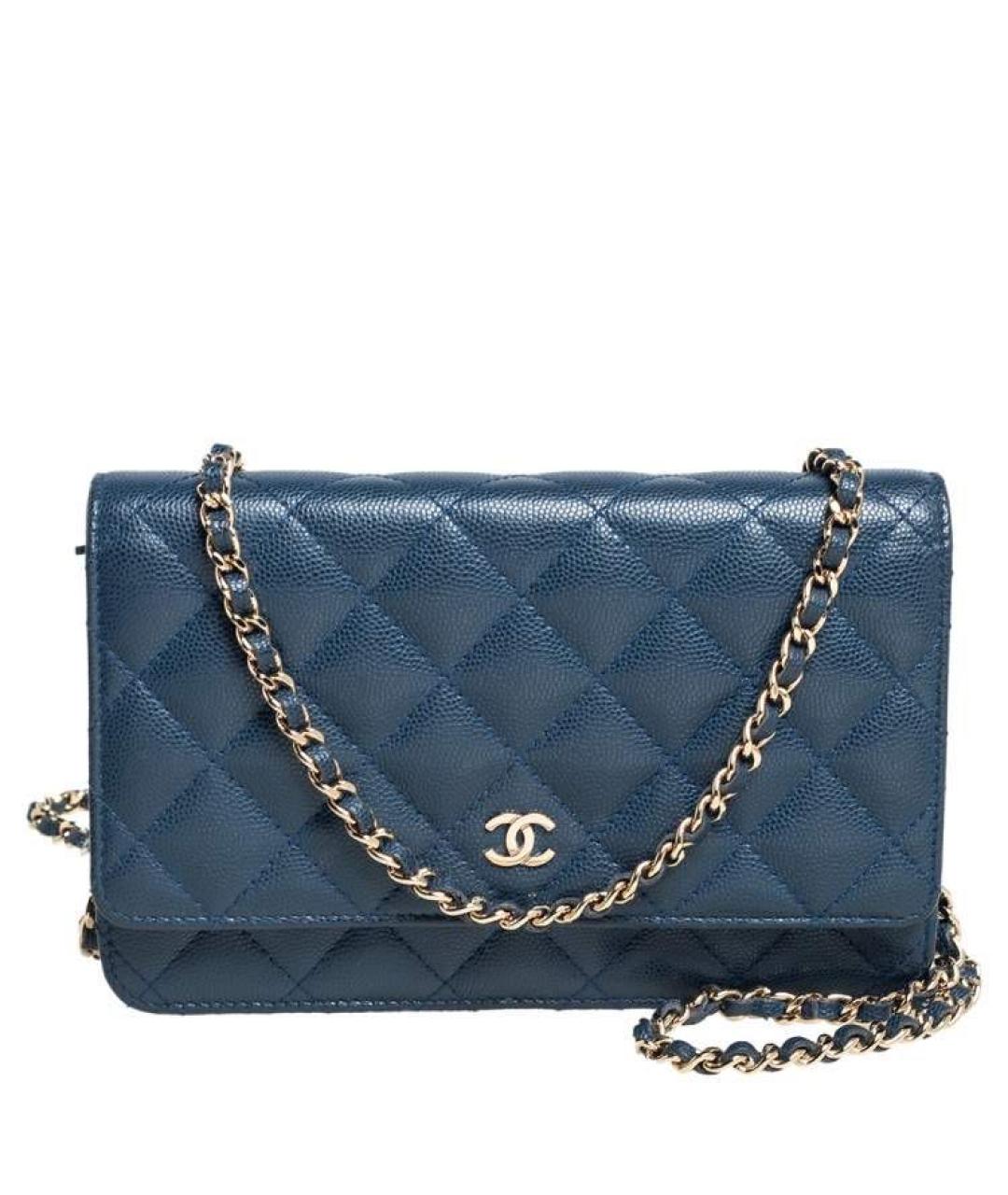CHANEL Темно-синяя кожаная сумка через плечо, фото 1