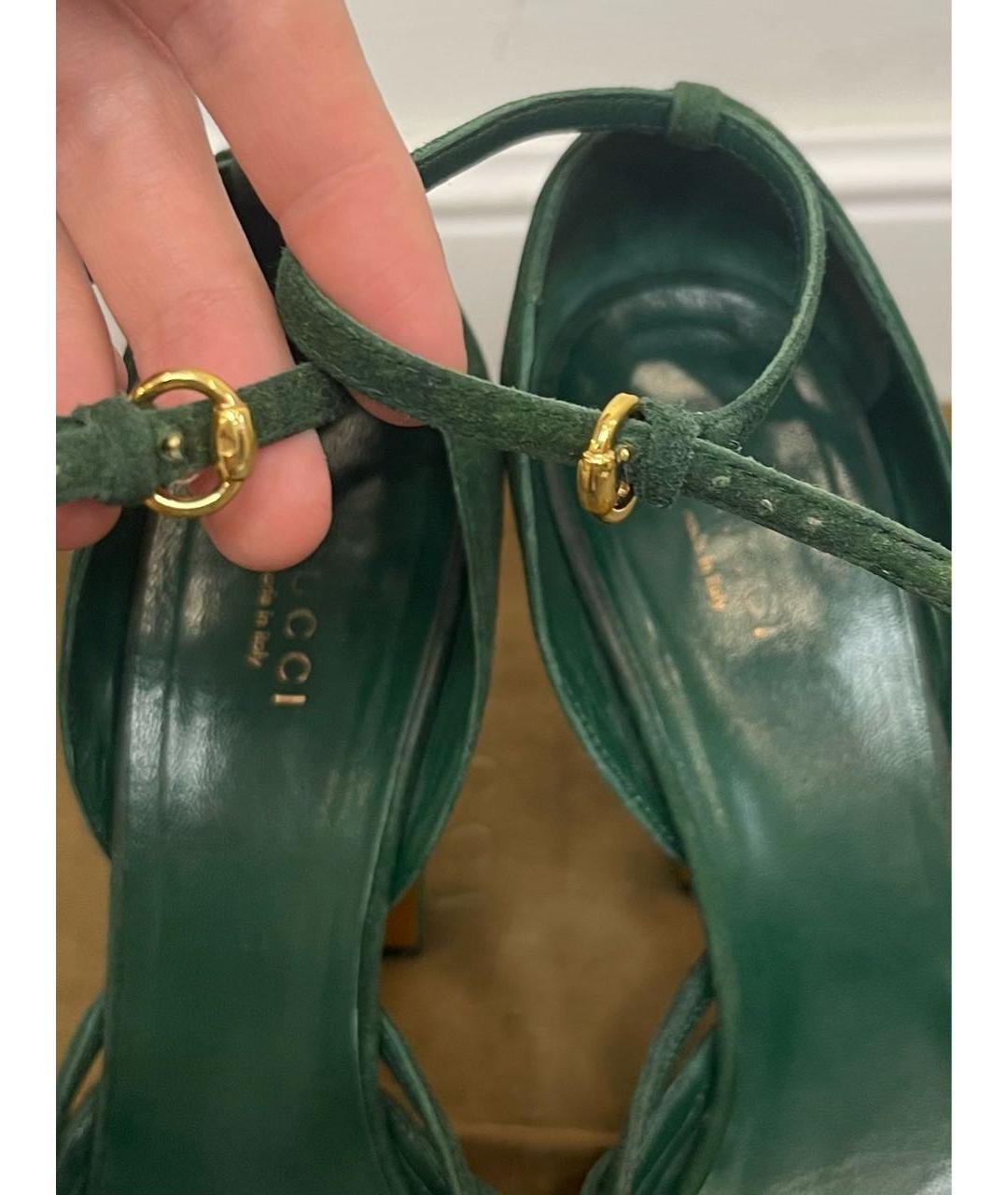 GUCCI Зеленые замшевые босоножки, фото 8