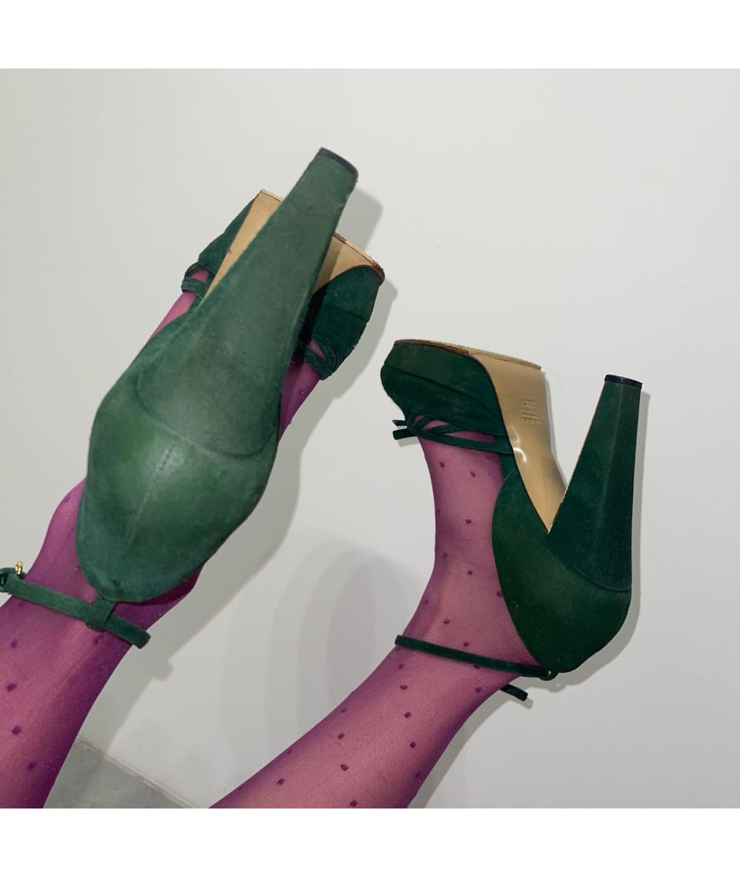 GUCCI Зеленые замшевые босоножки, фото 5