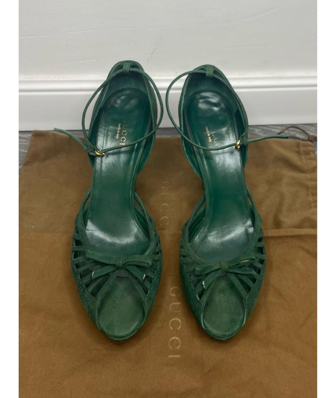 GUCCI Зеленые замшевые босоножки, фото 7