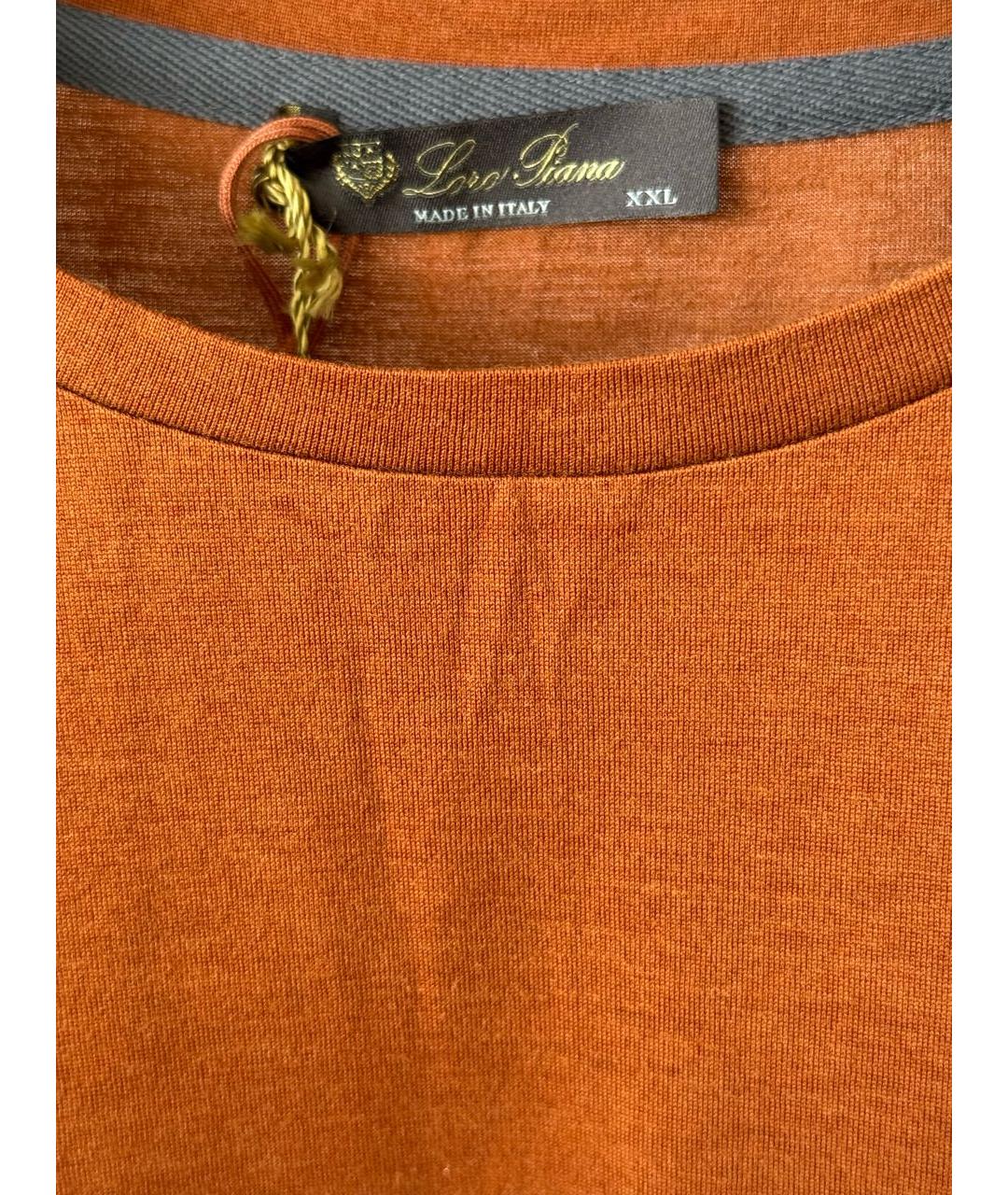 LORO PIANA Оранжевая хлопковая футболка, фото 3