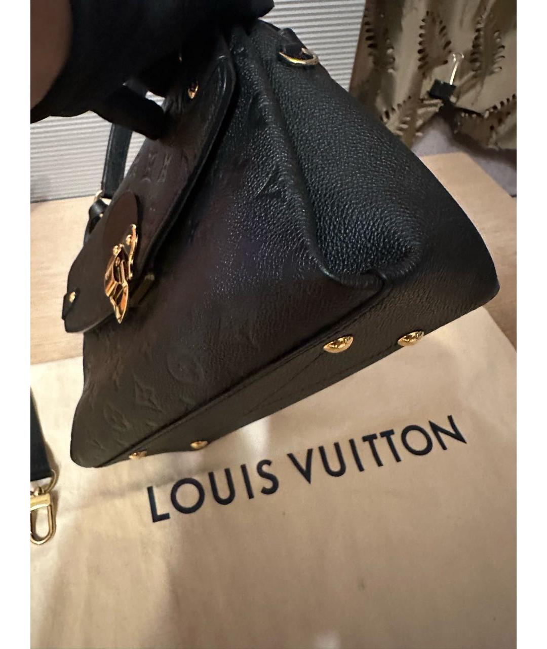LOUIS VUITTON Черная кожаная сумка с короткими ручками, фото 4