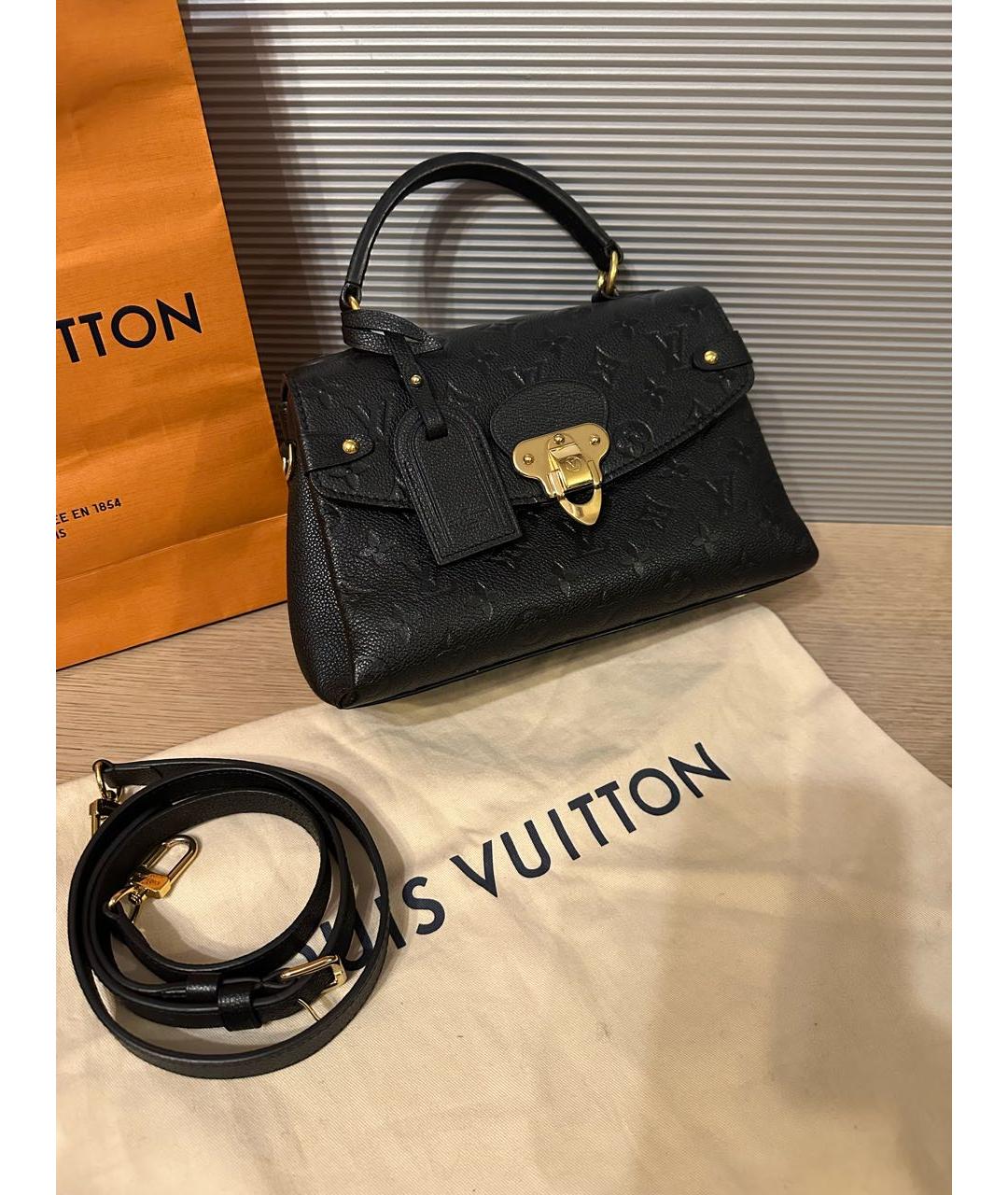 LOUIS VUITTON Черная кожаная сумка с короткими ручками, фото 7
