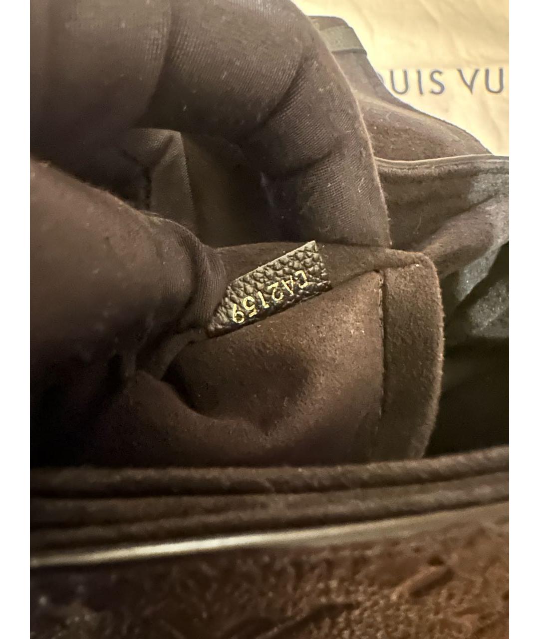 LOUIS VUITTON Черная кожаная сумка с короткими ручками, фото 5