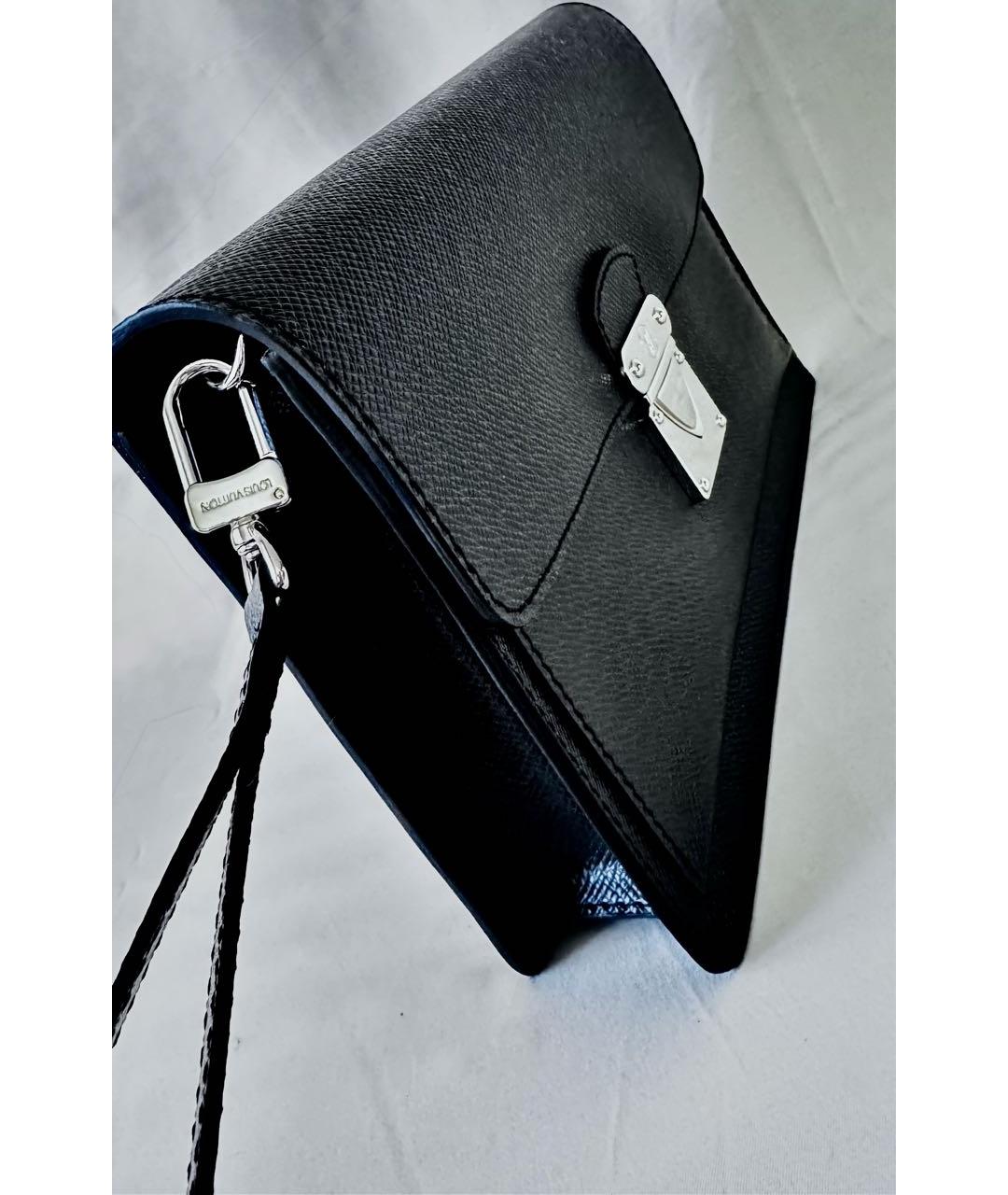LOUIS VUITTON Черная кожаная барсетка, фото 8