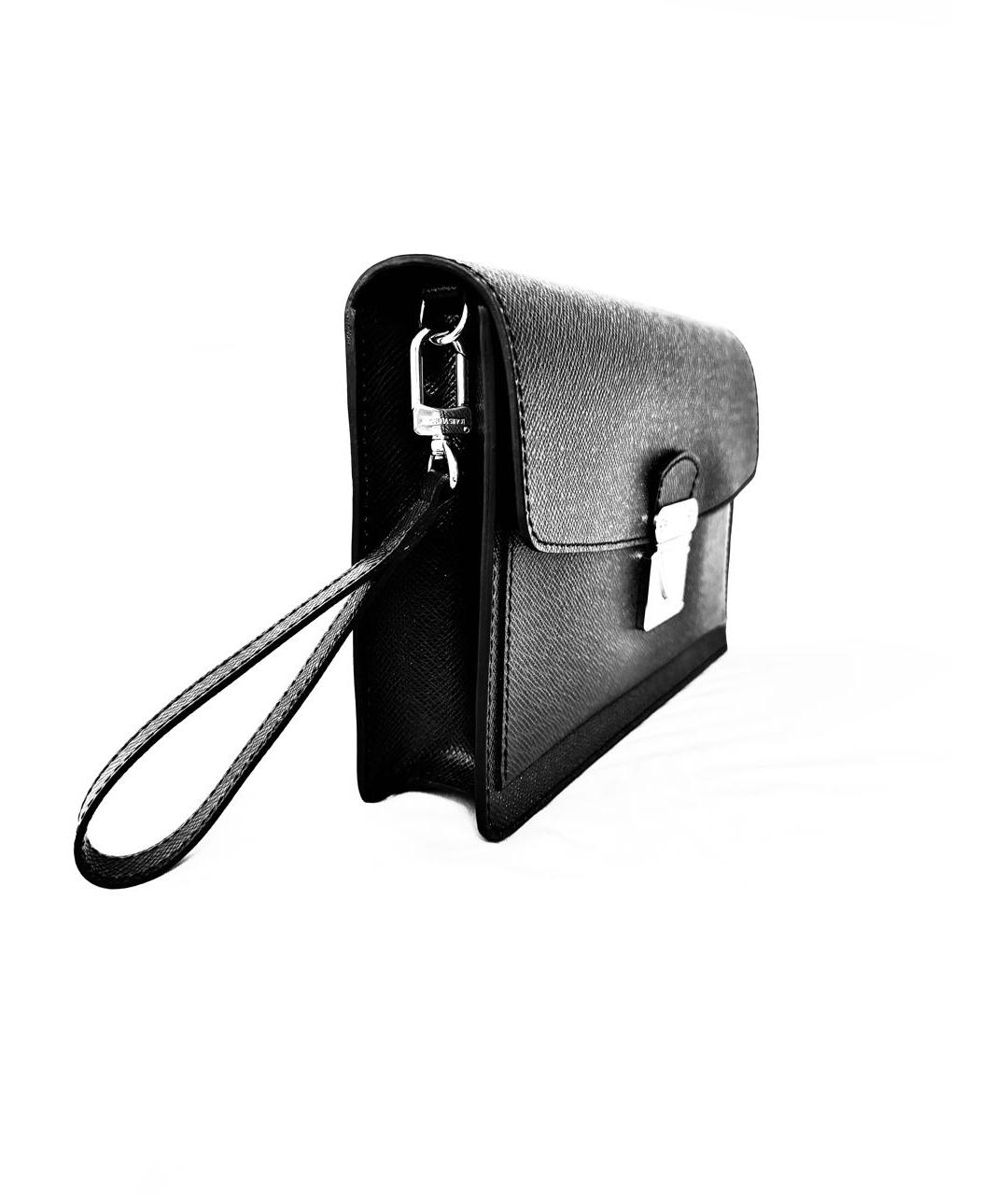 LOUIS VUITTON Черная кожаная барсетка, фото 2