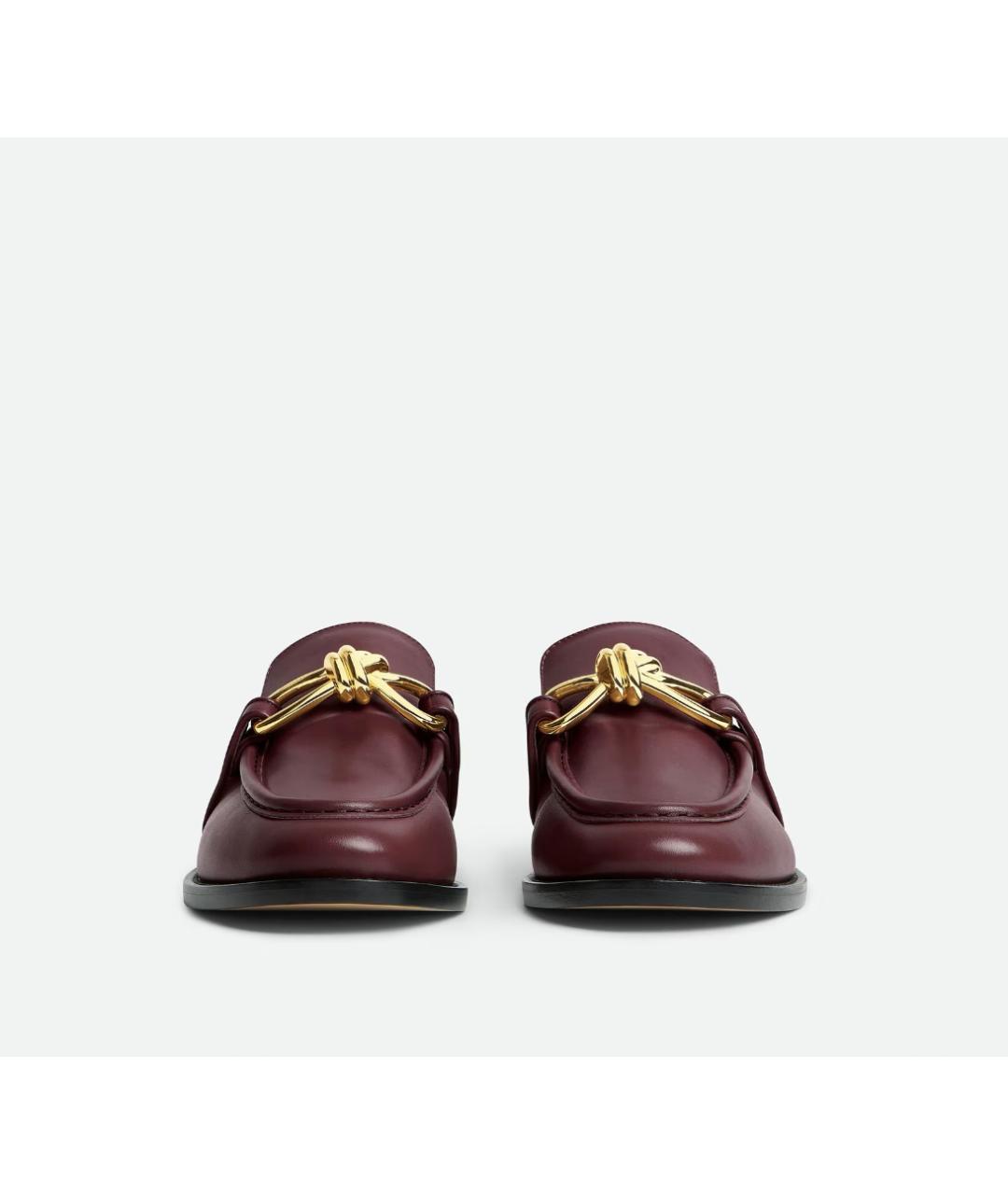BOTTEGA VENETA Бордовые кожаные лоферы, фото 3