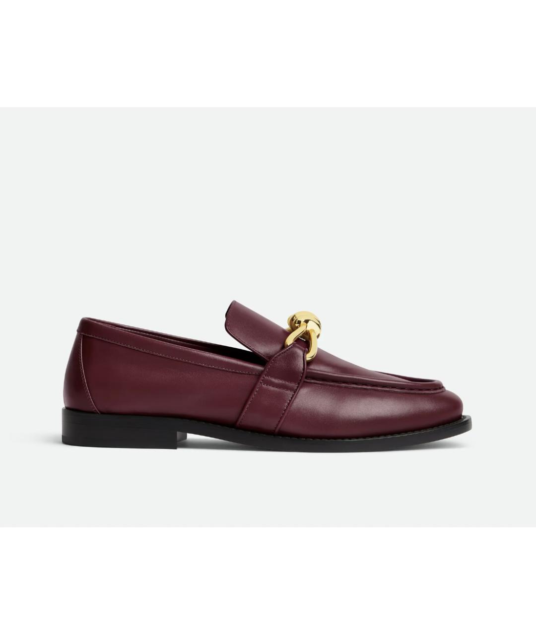 BOTTEGA VENETA Бордовые кожаные лоферы, фото 6