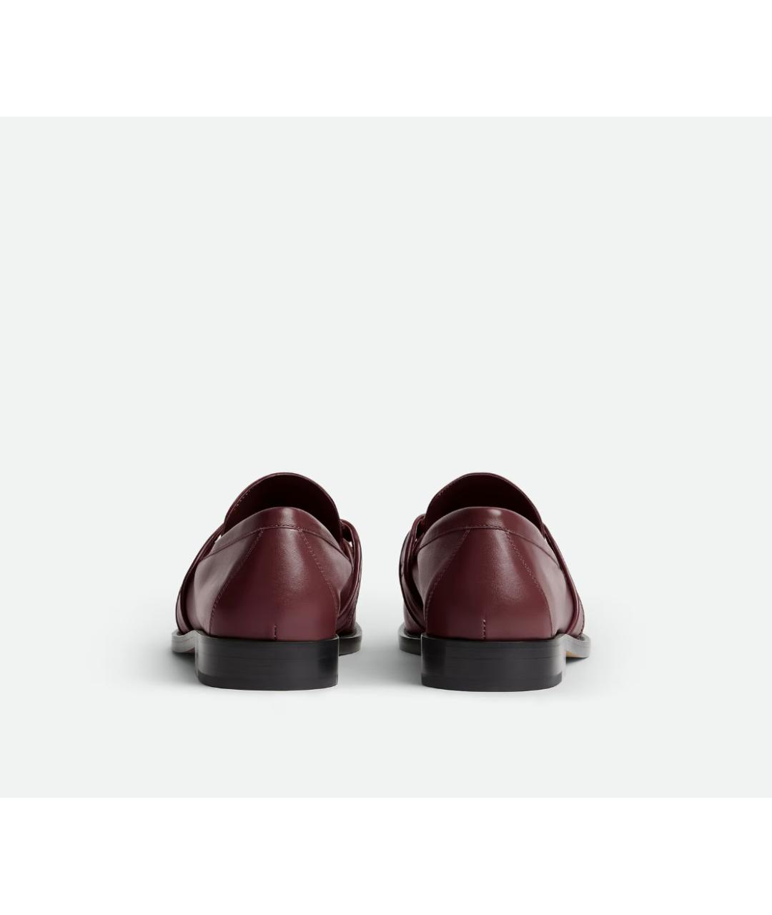BOTTEGA VENETA Бордовые кожаные лоферы, фото 4