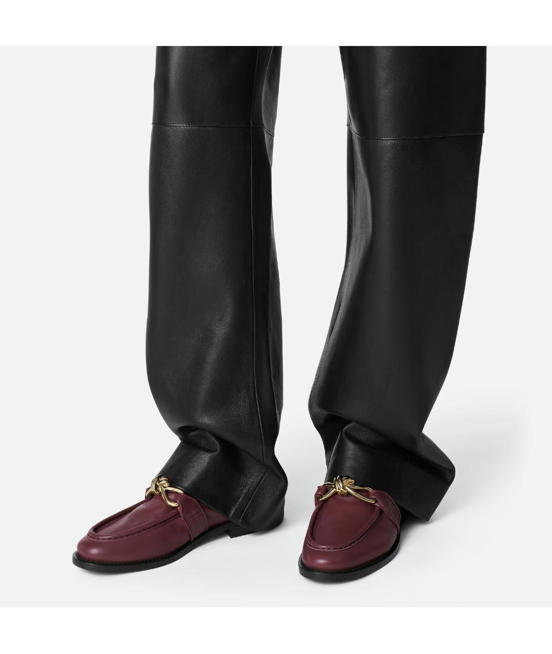 BOTTEGA VENETA Бордовые кожаные лоферы, фото 2
