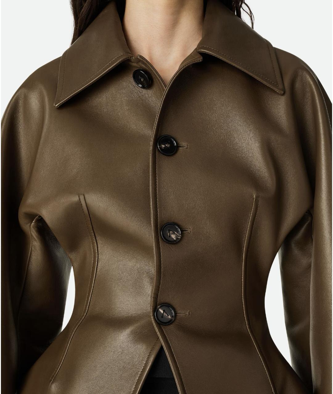 BOTTEGA VENETA Коричневая кожаная куртка, фото 4