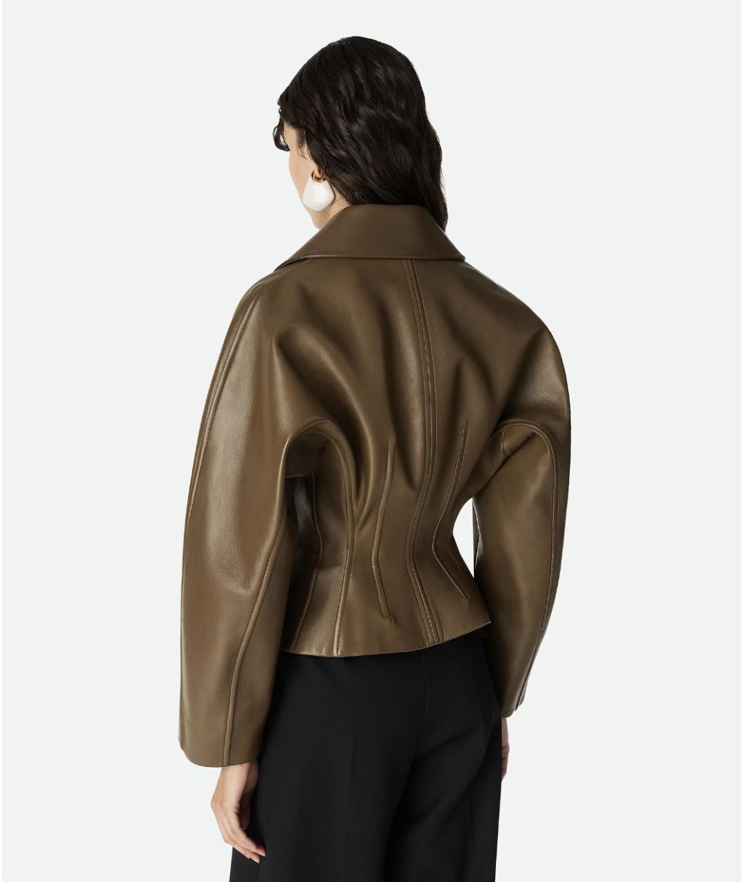 BOTTEGA VENETA Коричневая кожаная куртка, фото 5