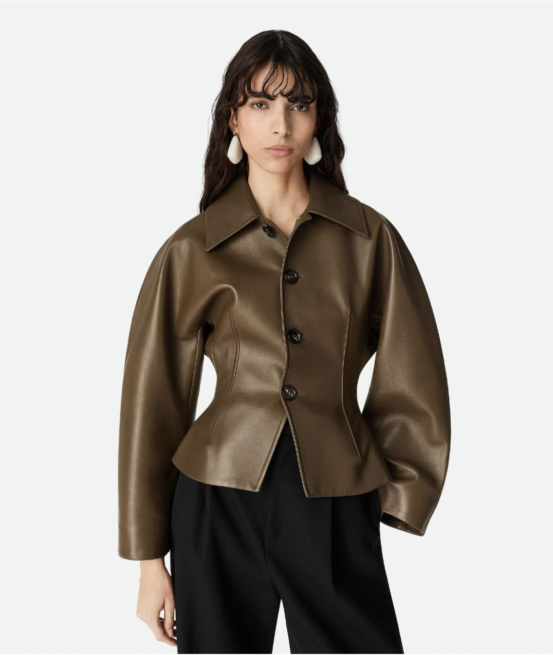 BOTTEGA VENETA Коричневая кожаная куртка, фото 2