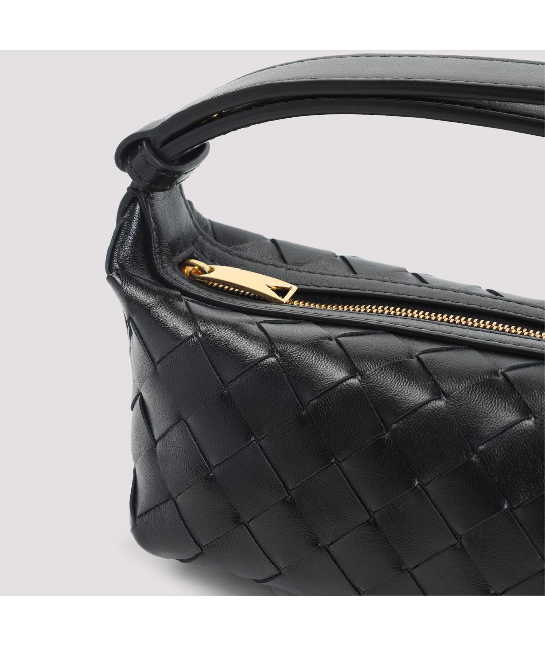 BOTTEGA VENETA Черная кожаная сумка с короткими ручками, фото 4