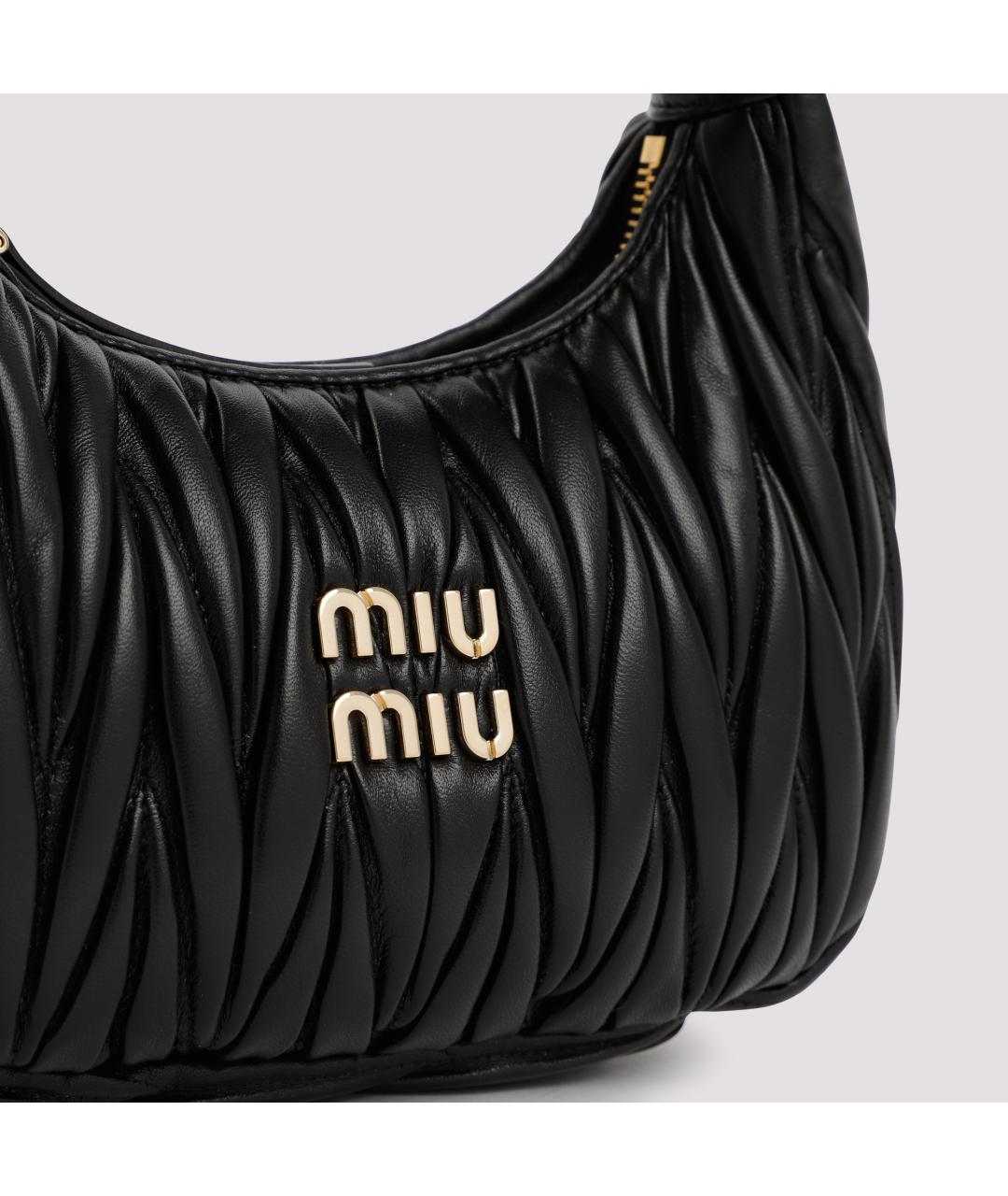 MIU MIU Черная кожаная сумка с короткими ручками, фото 5