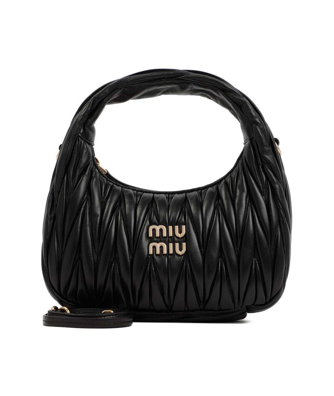 MIU MIU Черная кожаная сумка с короткими ручками, фото 1
