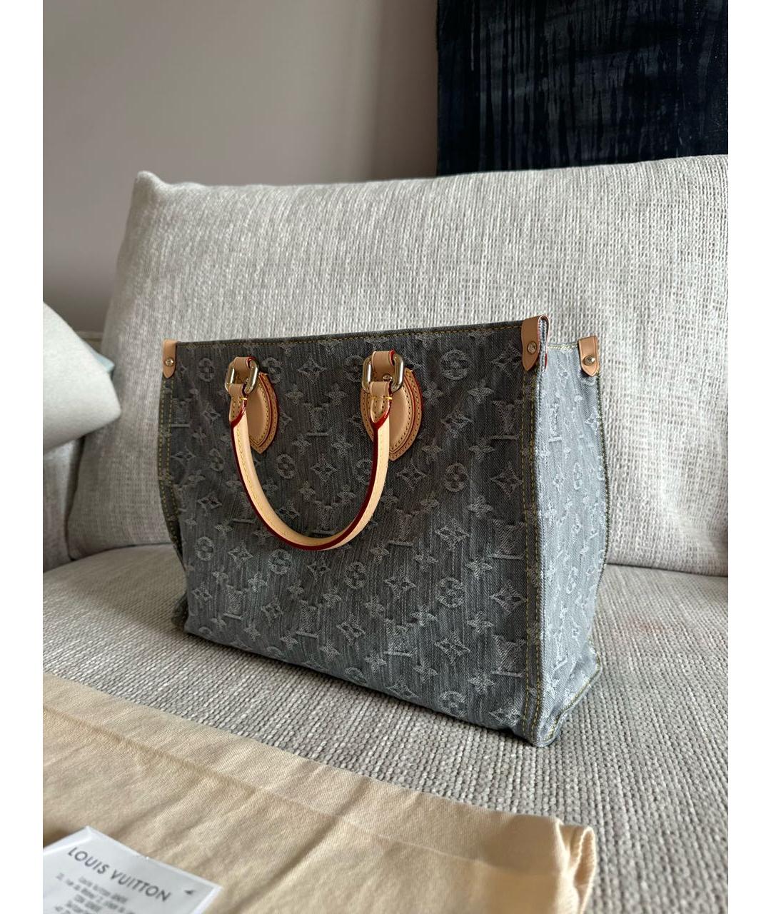 LOUIS VUITTON Серая деним сумка тоут, фото 3