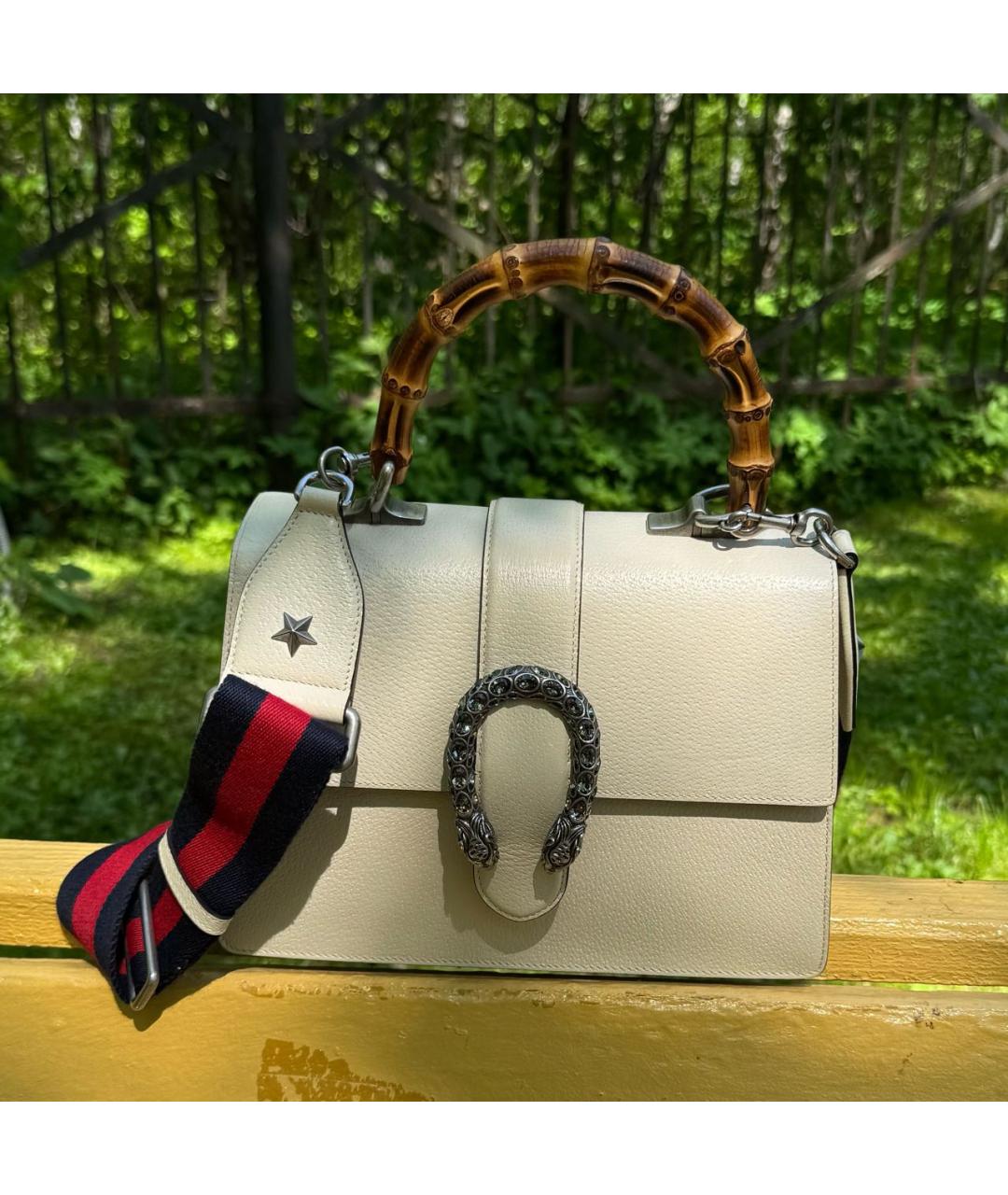 GUCCI Белая кожаная сумка с короткими ручками, фото 4