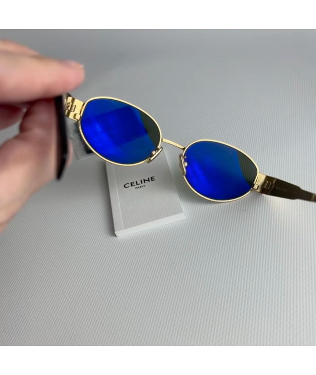 CELINE Золотые металлические солнцезащитные очки, фото 6