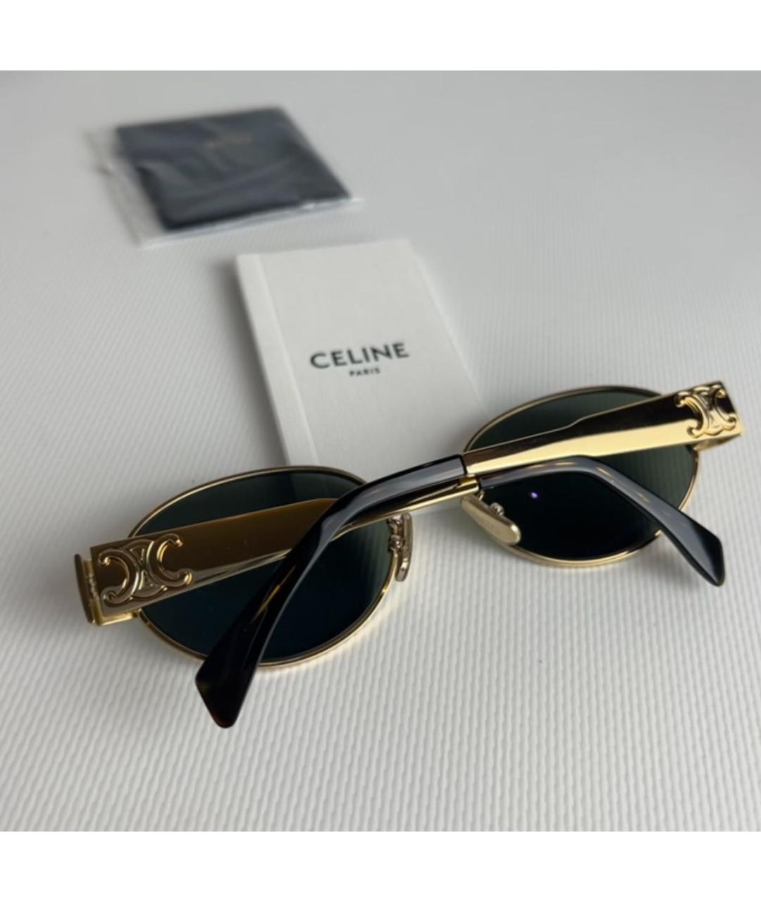 CELINE Золотые металлические солнцезащитные очки, фото 4