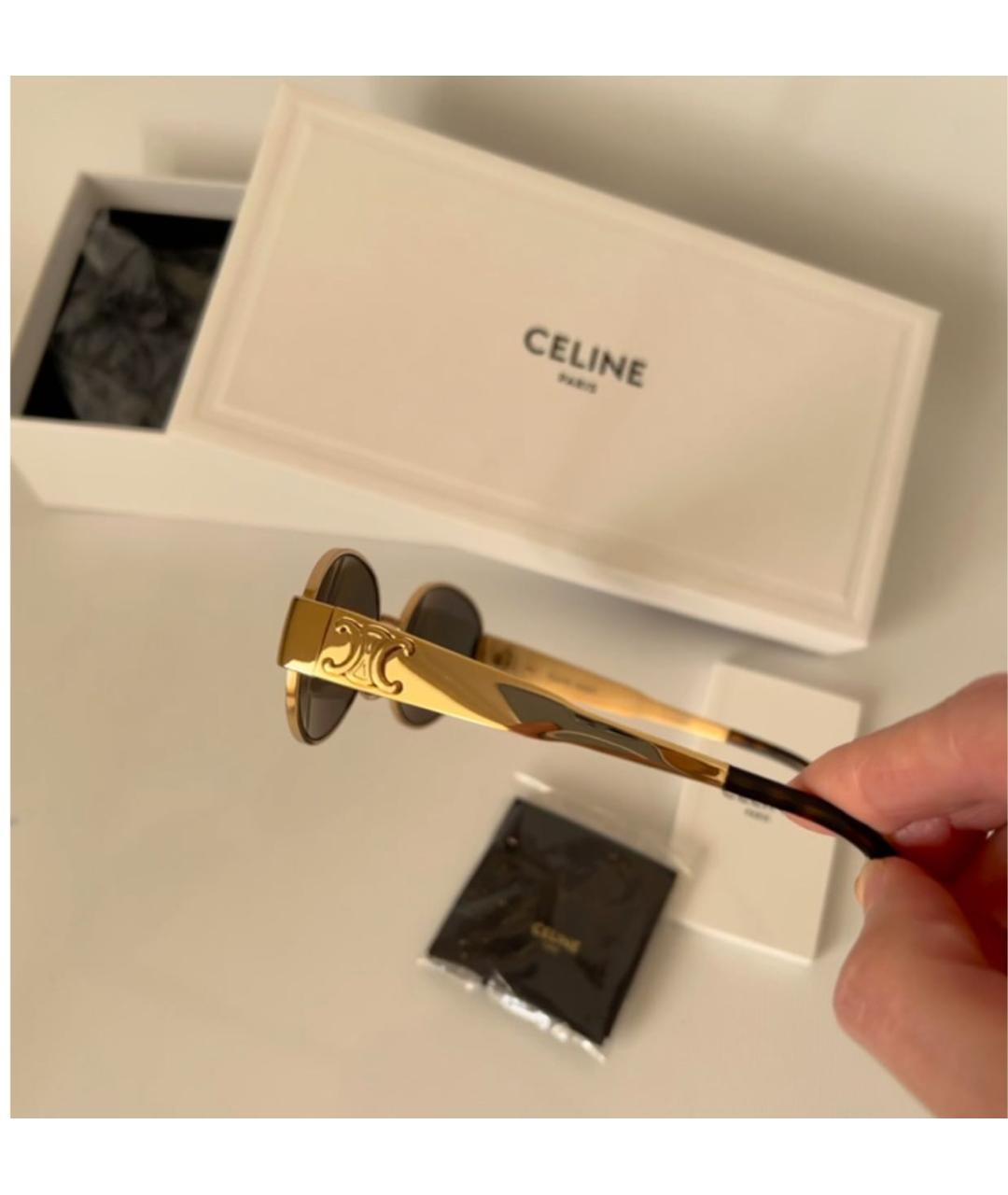 CELINE Золотые металлические солнцезащитные очки, фото 2