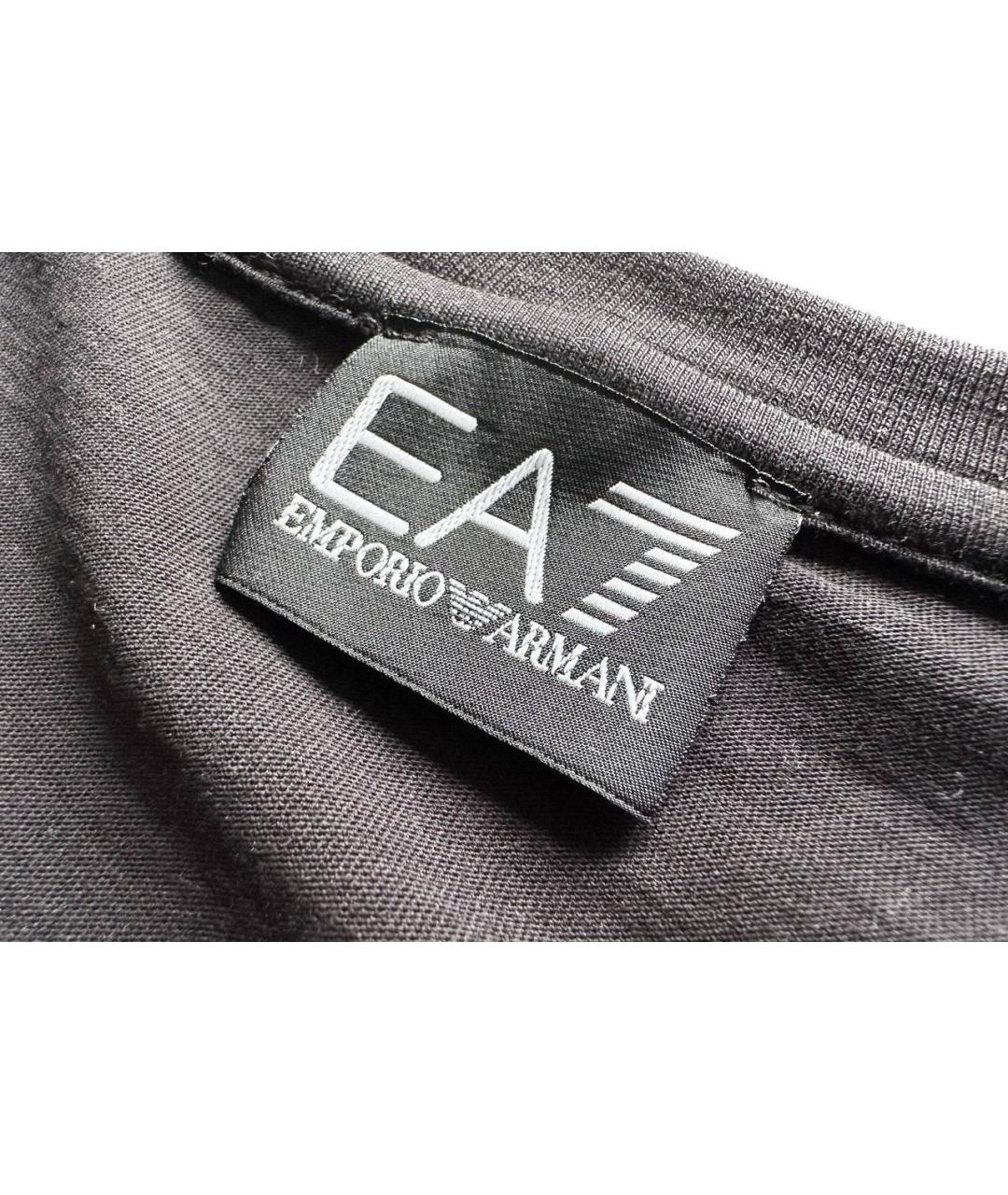 EMPORIO ARMANI Черная хлопковая футболка, фото 4