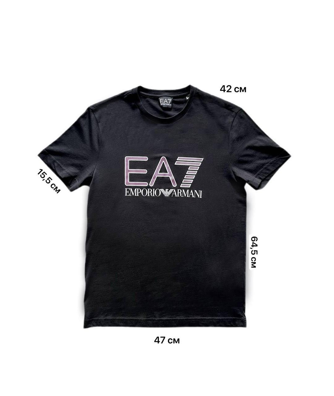 EMPORIO ARMANI Черная хлопковая футболка, фото 2
