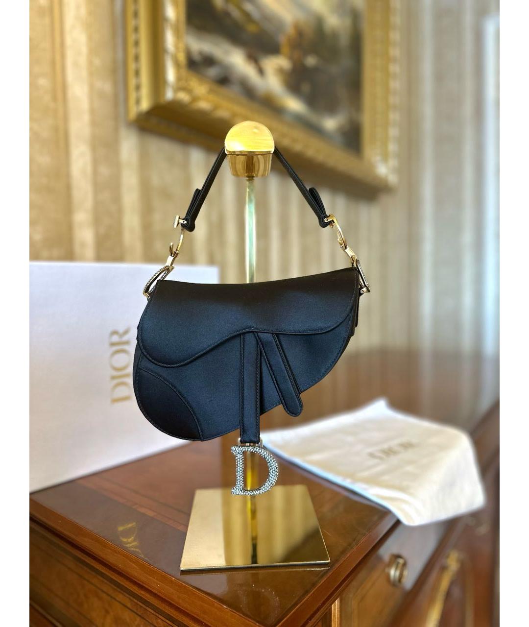 CHRISTIAN DIOR Черная тканевая сумка с короткими ручками, фото 2