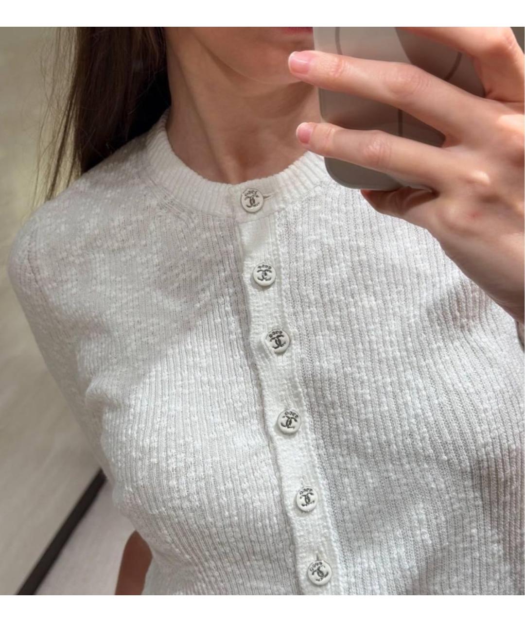 CHANEL Белая хлопковая футболка, фото 4