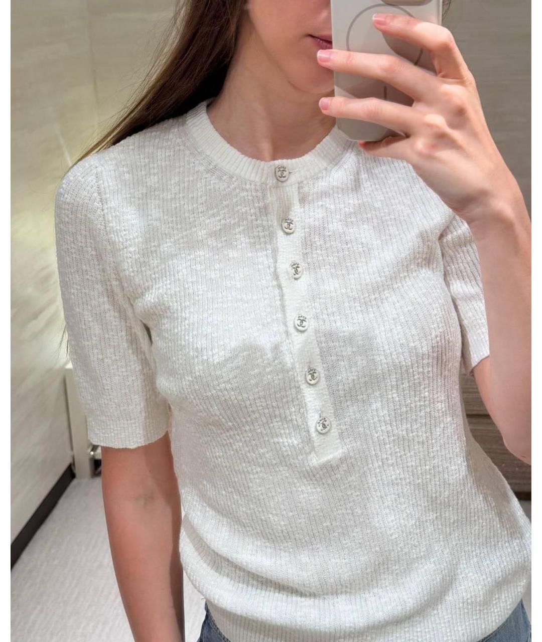 CHANEL Белая хлопковая футболка, фото 2