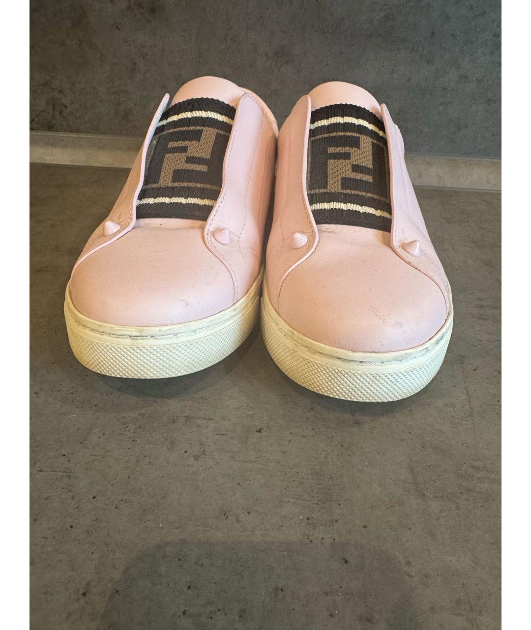 FENDI Розовые кожаные кеды, фото 5